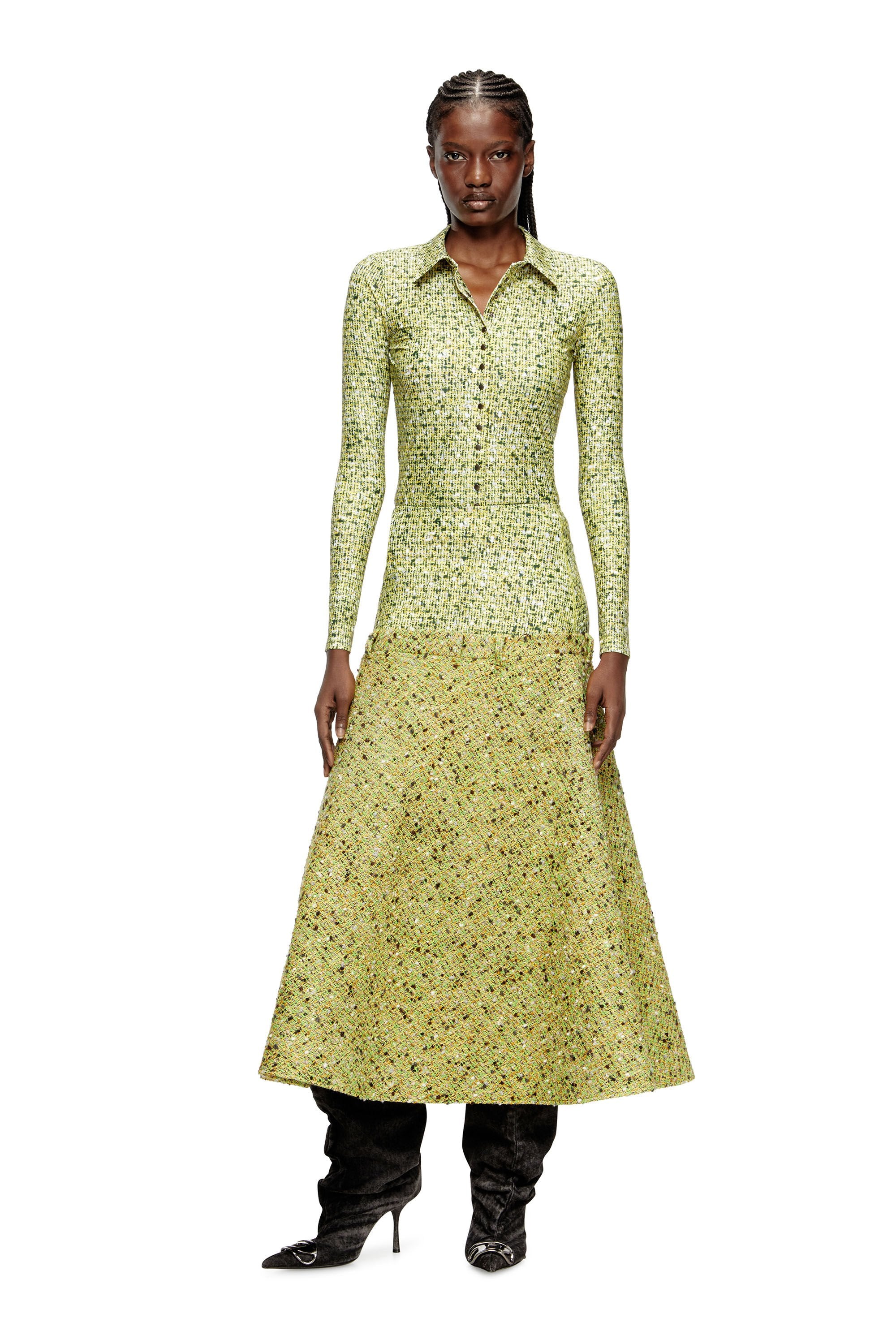 Women's Bouclé skirt with lycra waist Green