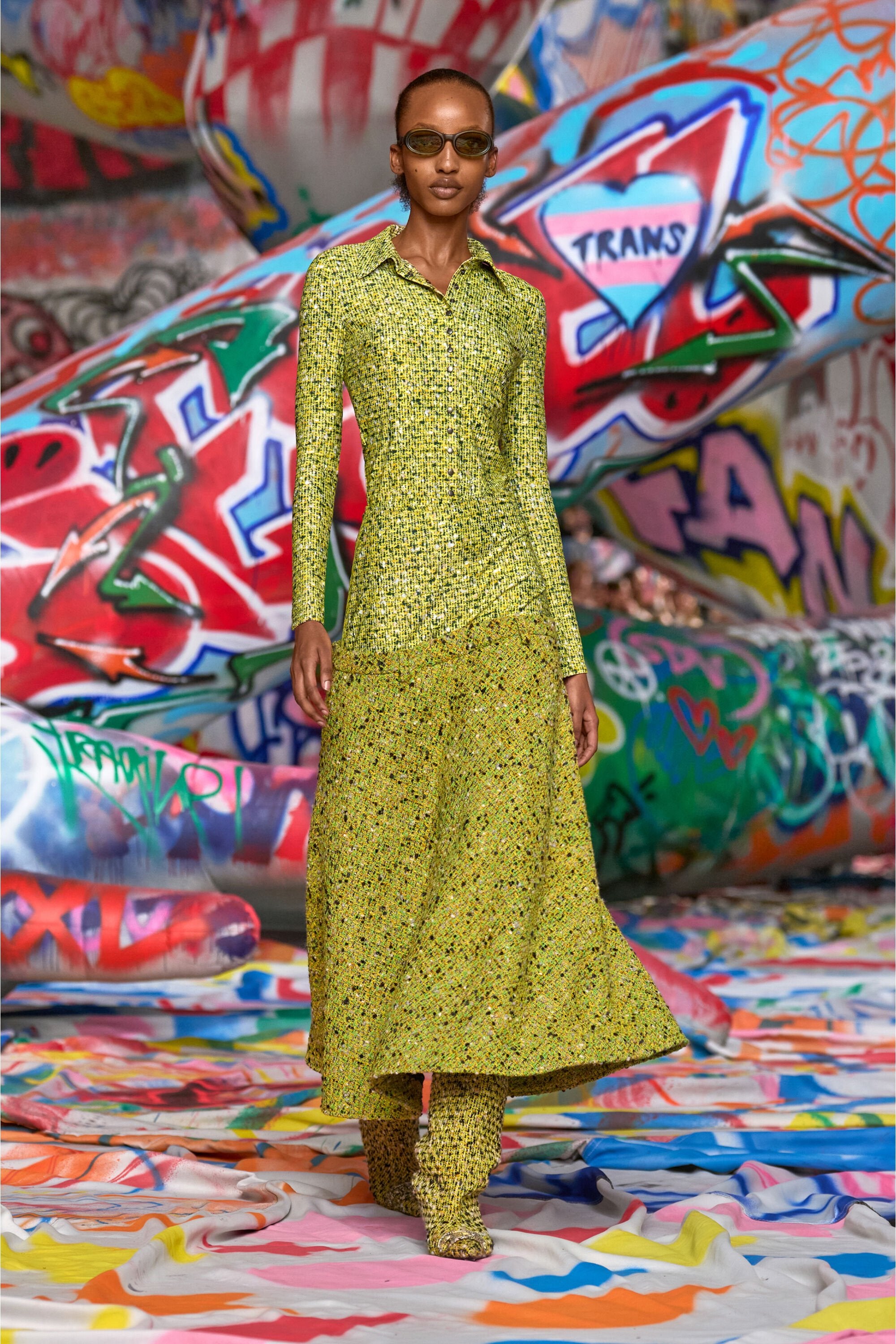 Women's Bouclé skirt with lycra waist Green