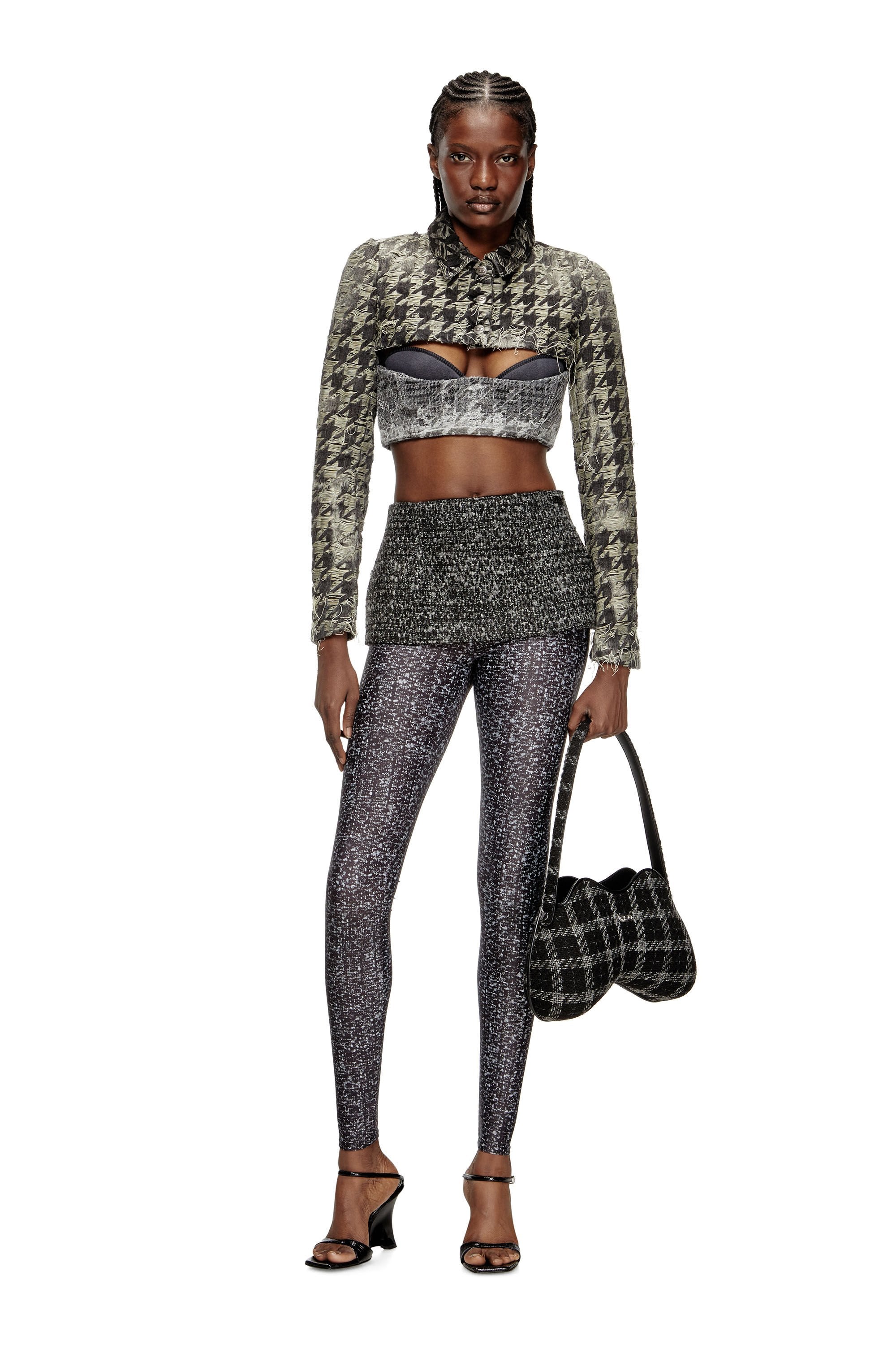 Women's Shrug in houndstooth-weave denim Multicolor