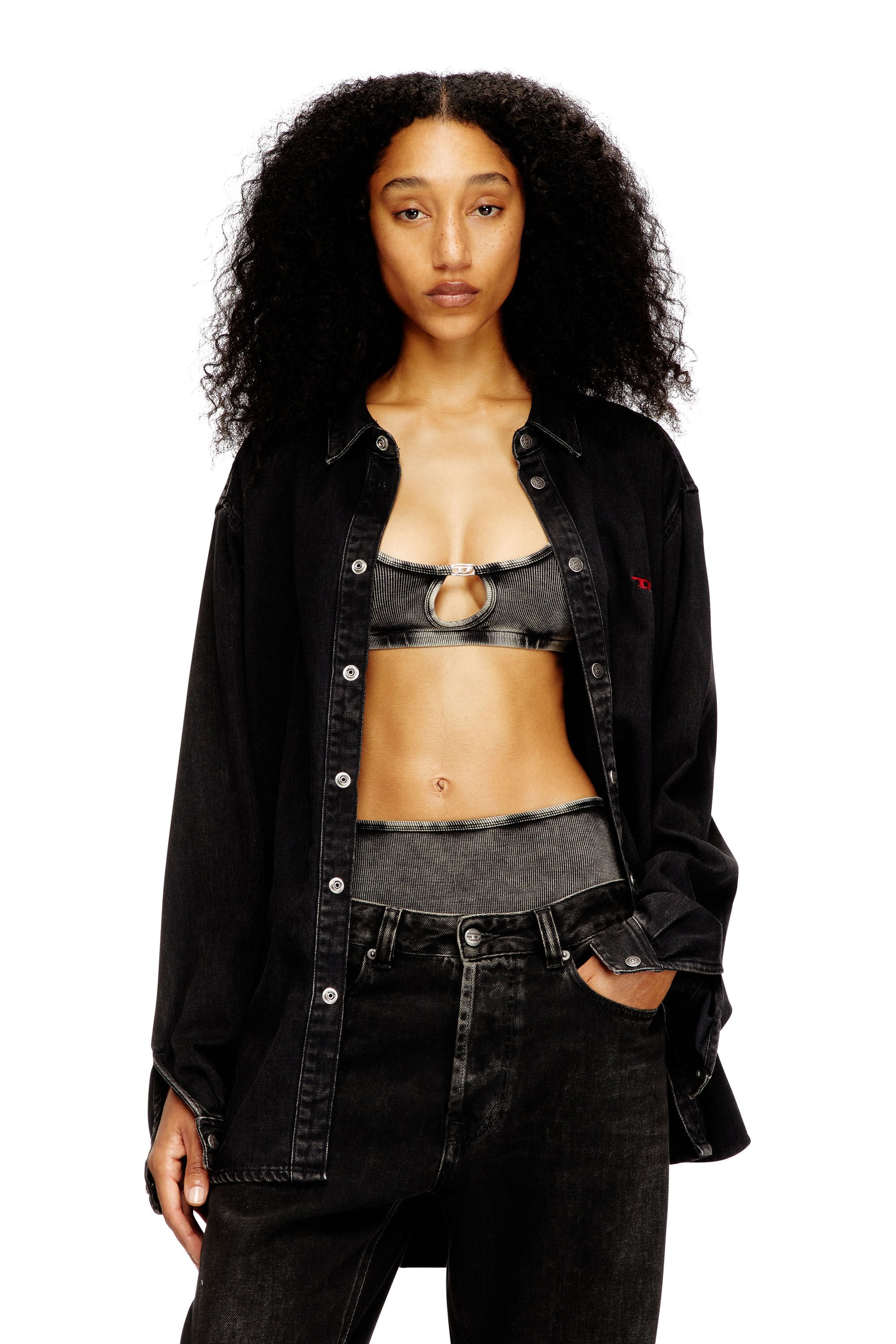 Women's Soft bra in cotton rib with jewel Oval D Grey