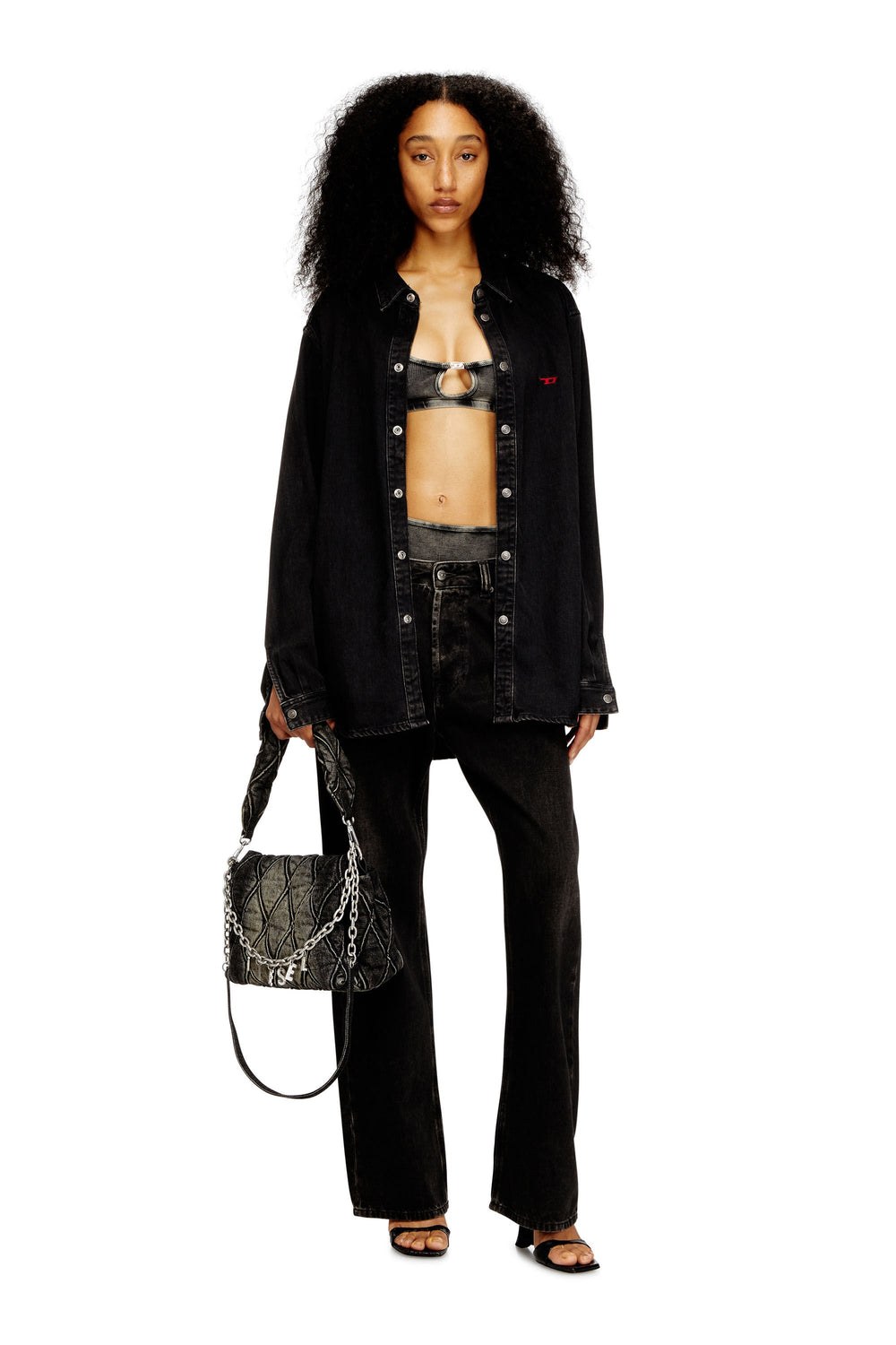 Women's Soft bra in cotton rib with jewel Oval D Grey