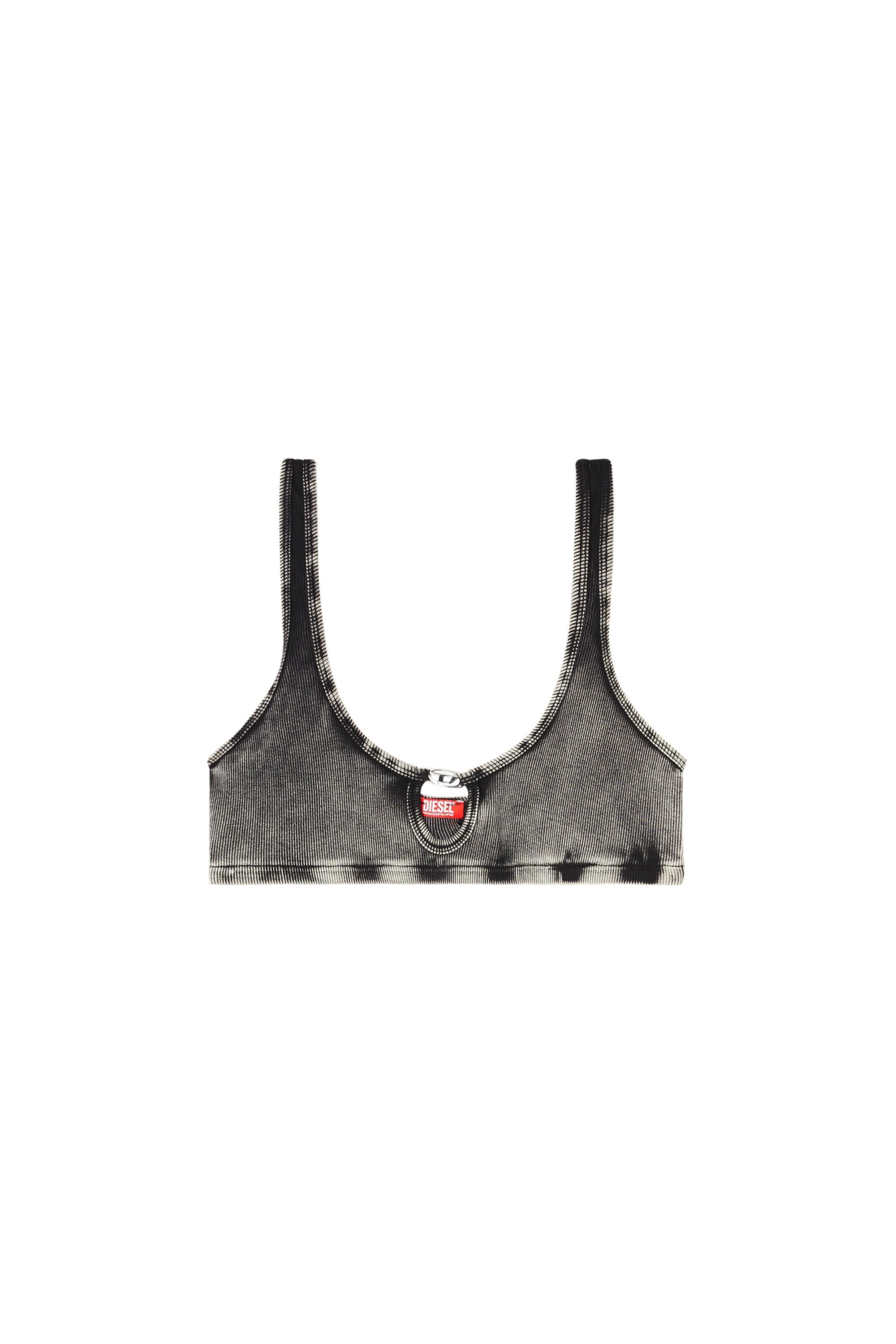 Women's Soft bra in cotton rib with jewel Oval D Grey