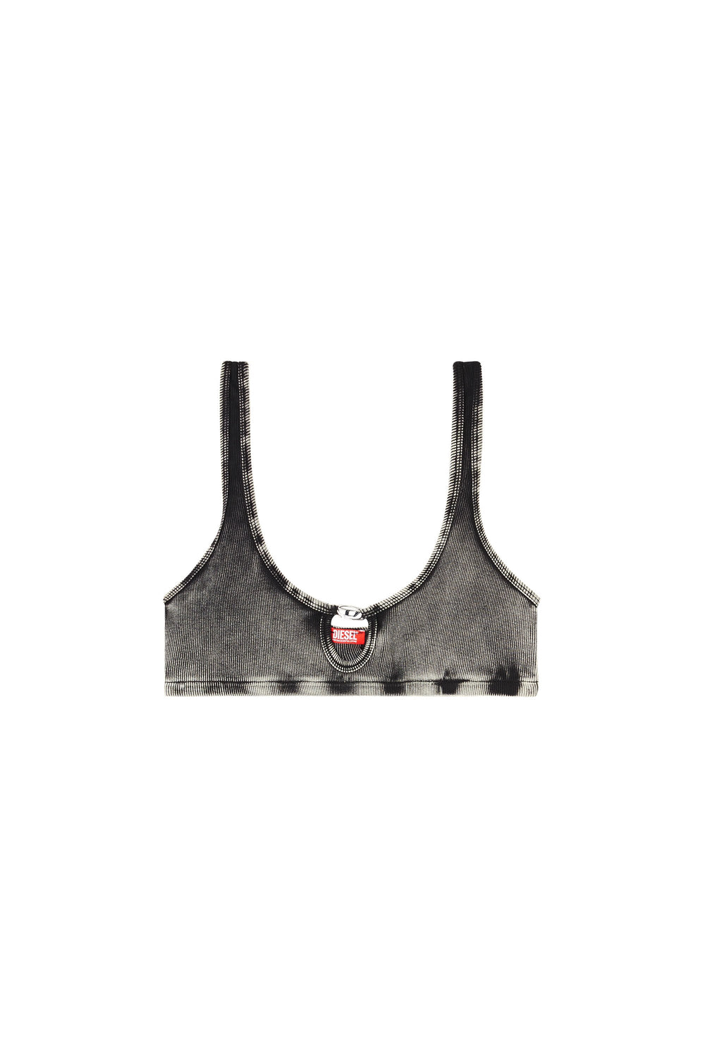 Women's Soft bra in cotton rib with jewel Oval D Grey