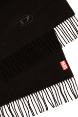Men's Wool-blend scarf with fringed edges Black