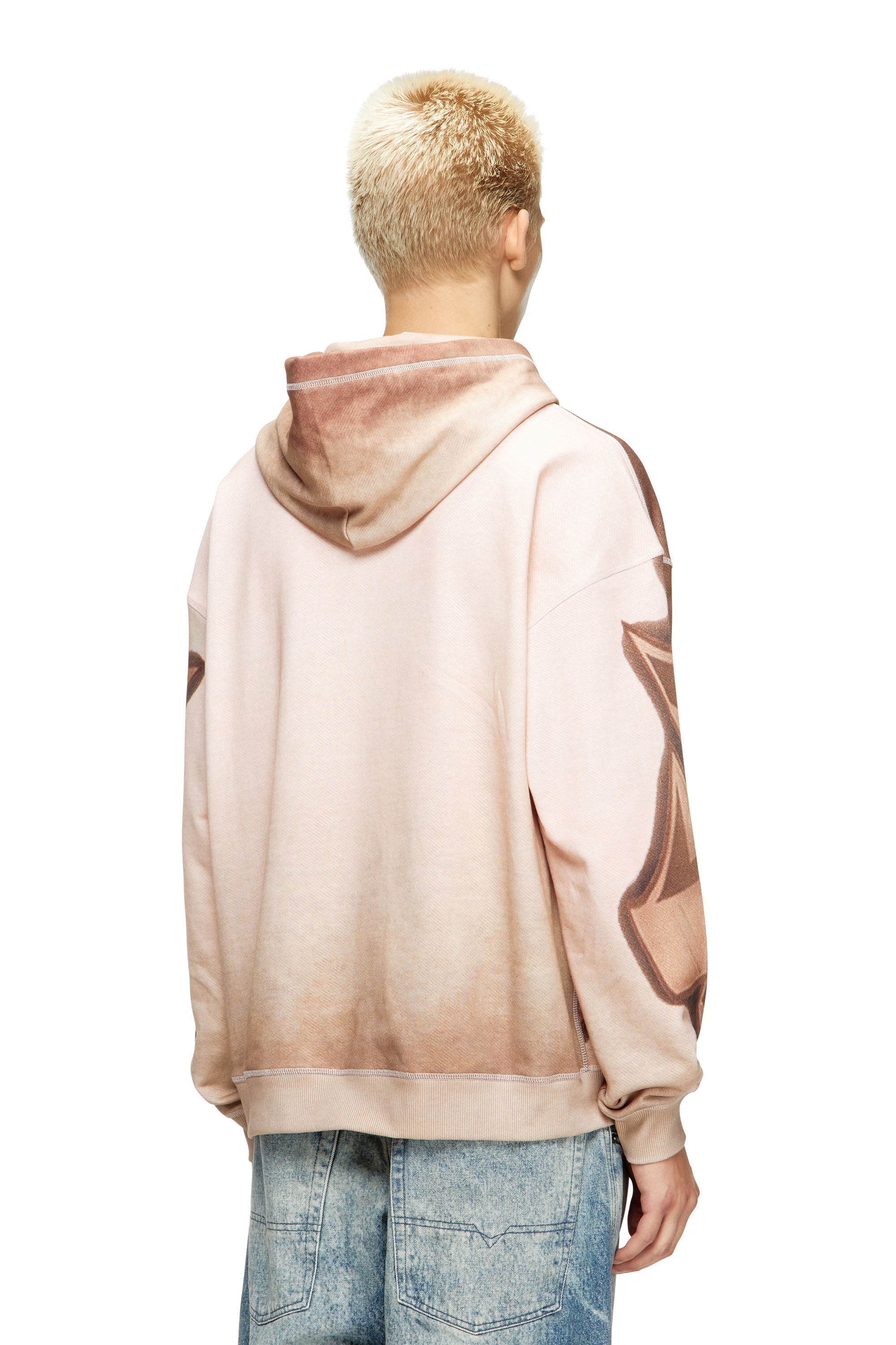 Men's Hoodie with graffiti print Brown