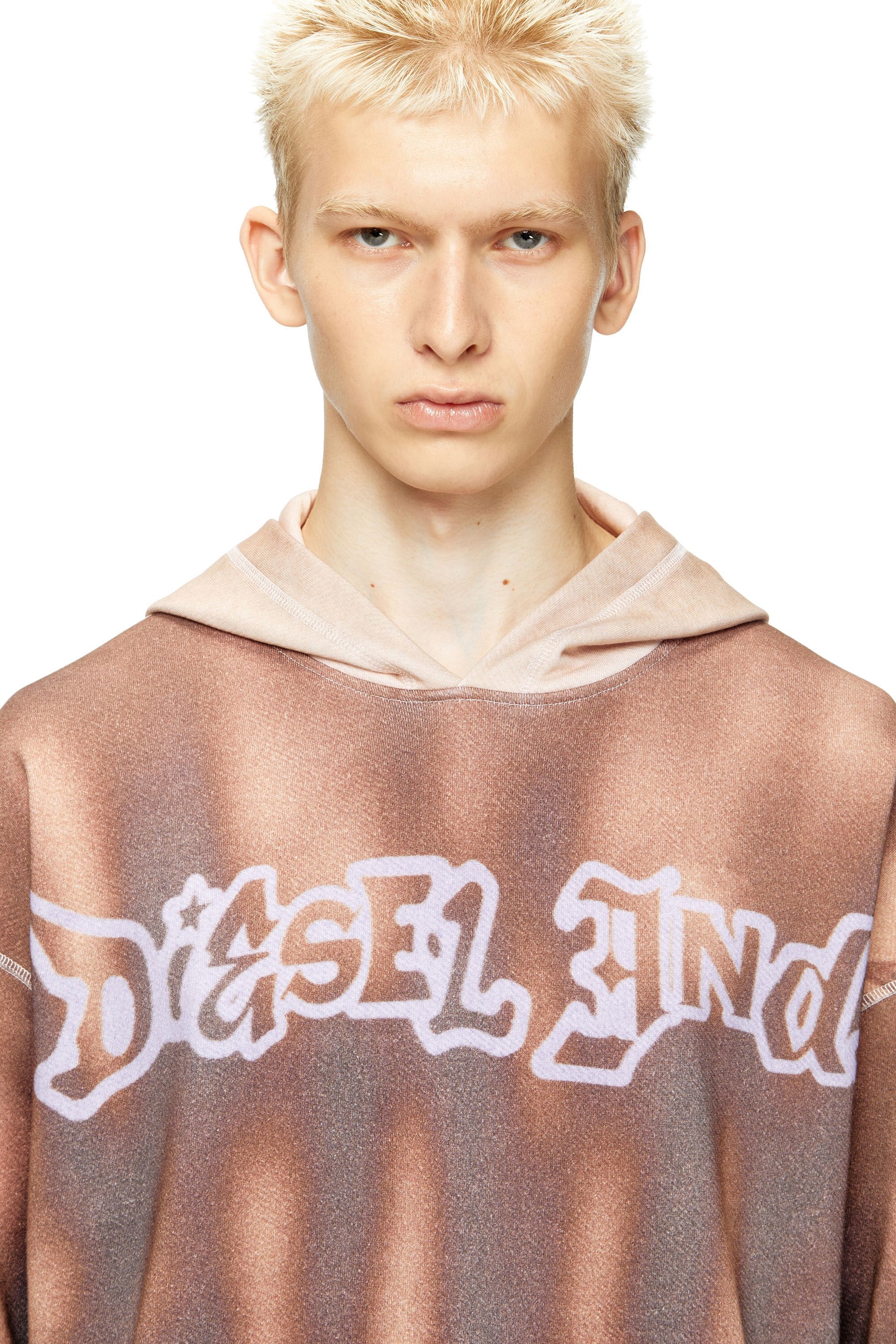 Men's Hoodie with graffiti print Brown