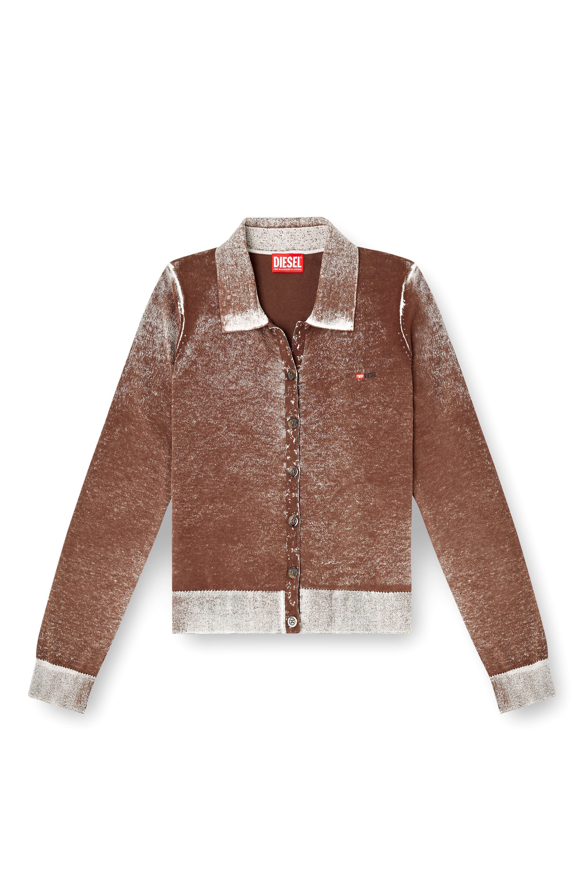 Women's Cardigan with faded reverse print Brown