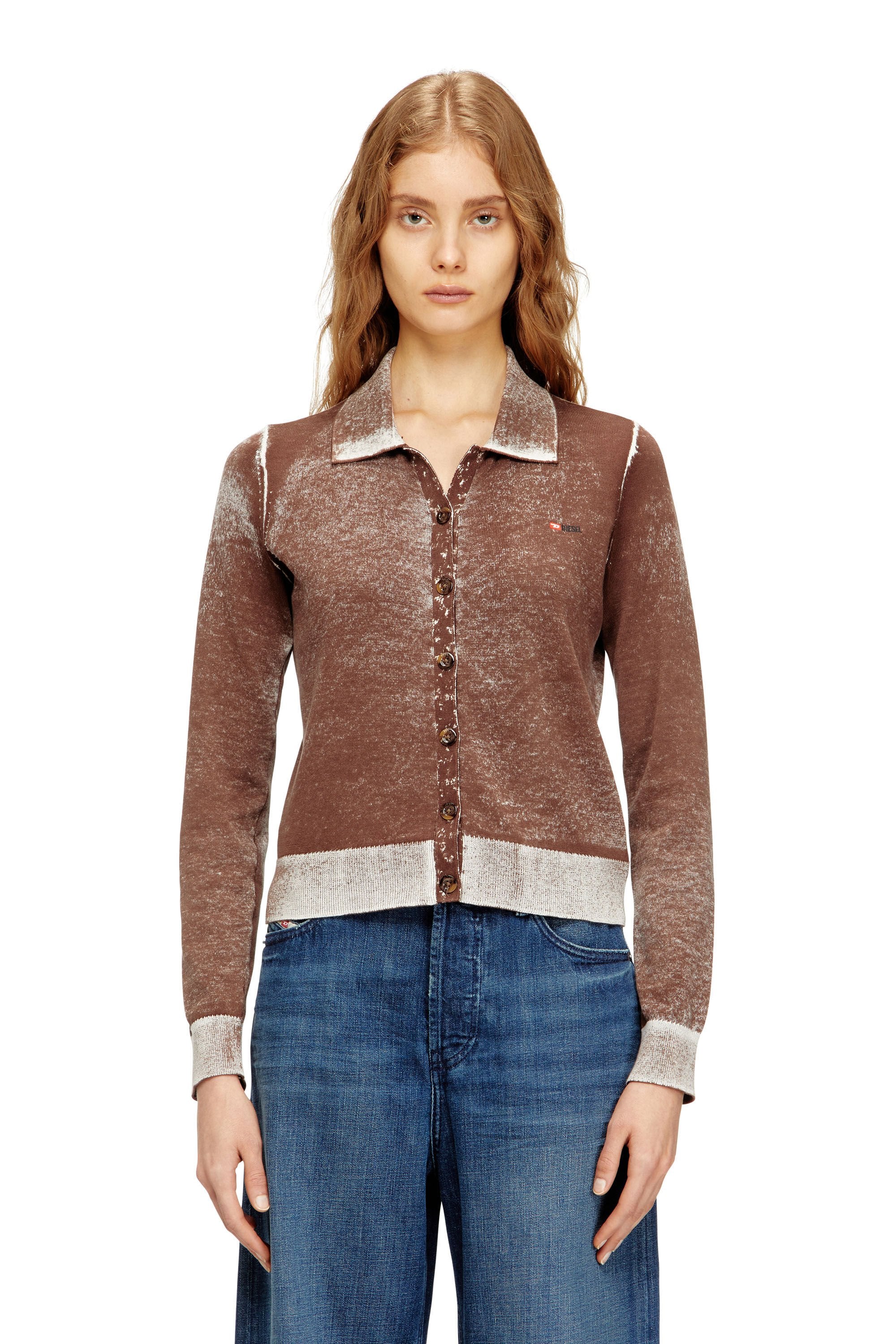 Women's Cardigan with faded reverse print Brown