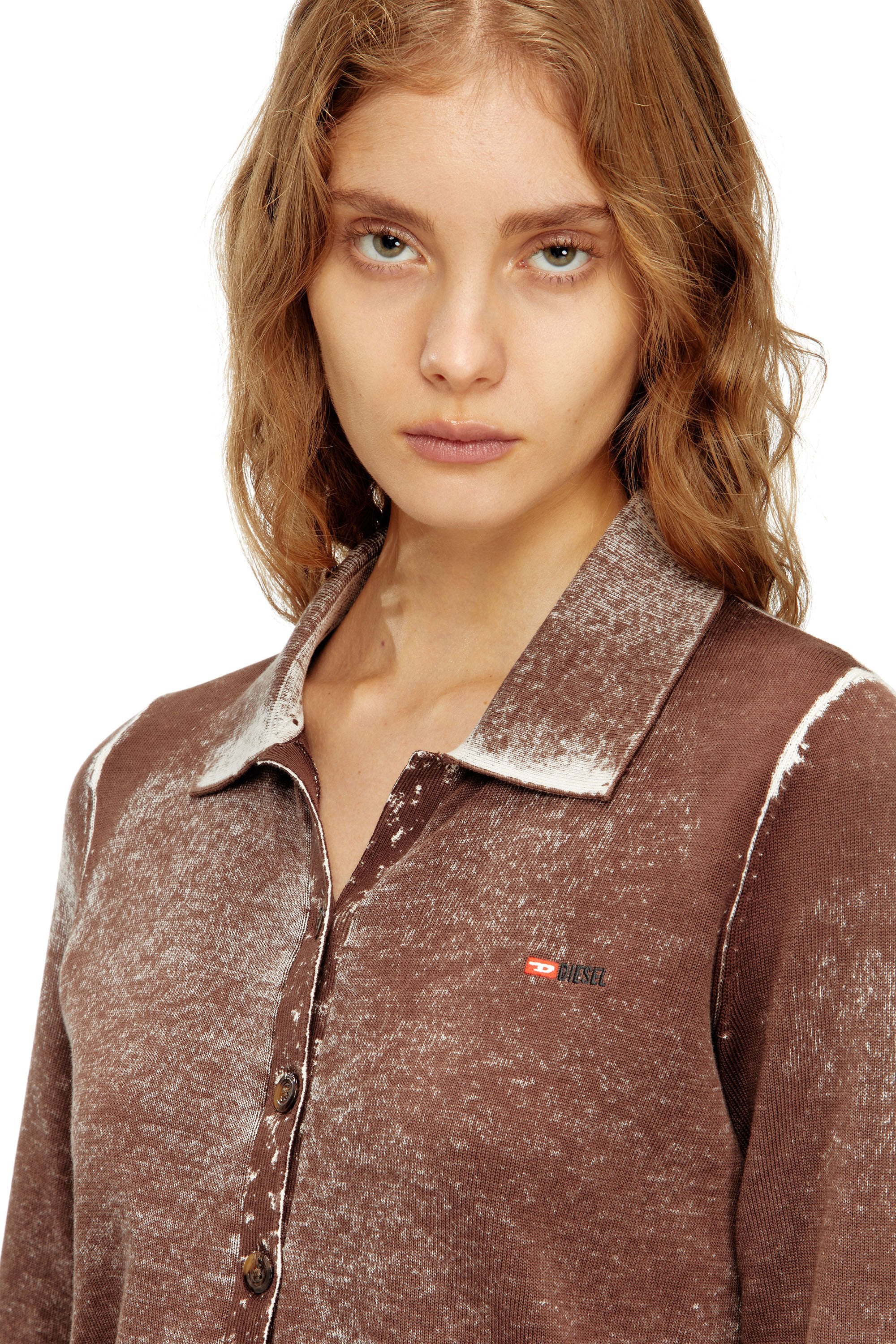 Women's Cardigan with faded reverse print Brown