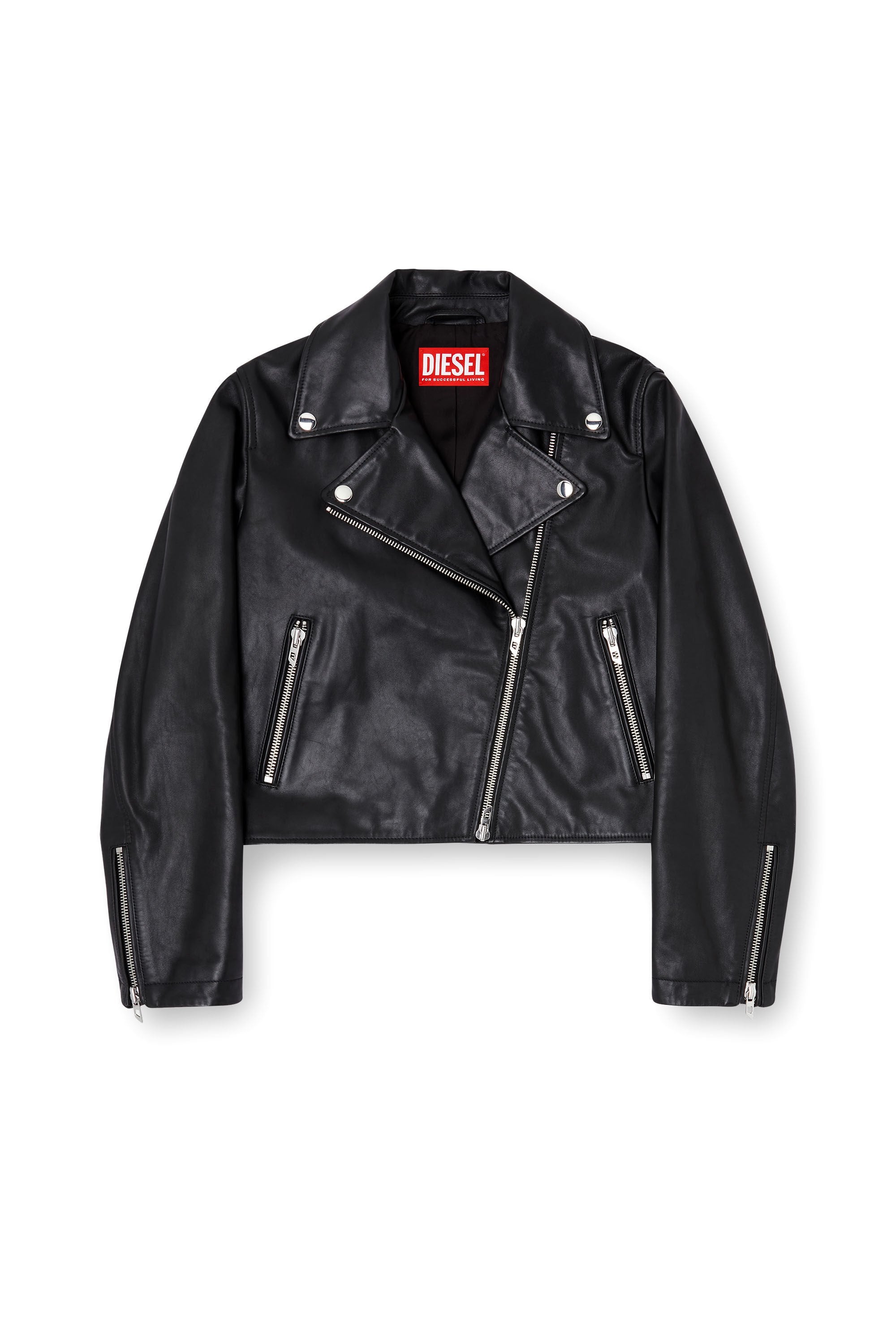 Women's Biker jacket in waxed leather Black