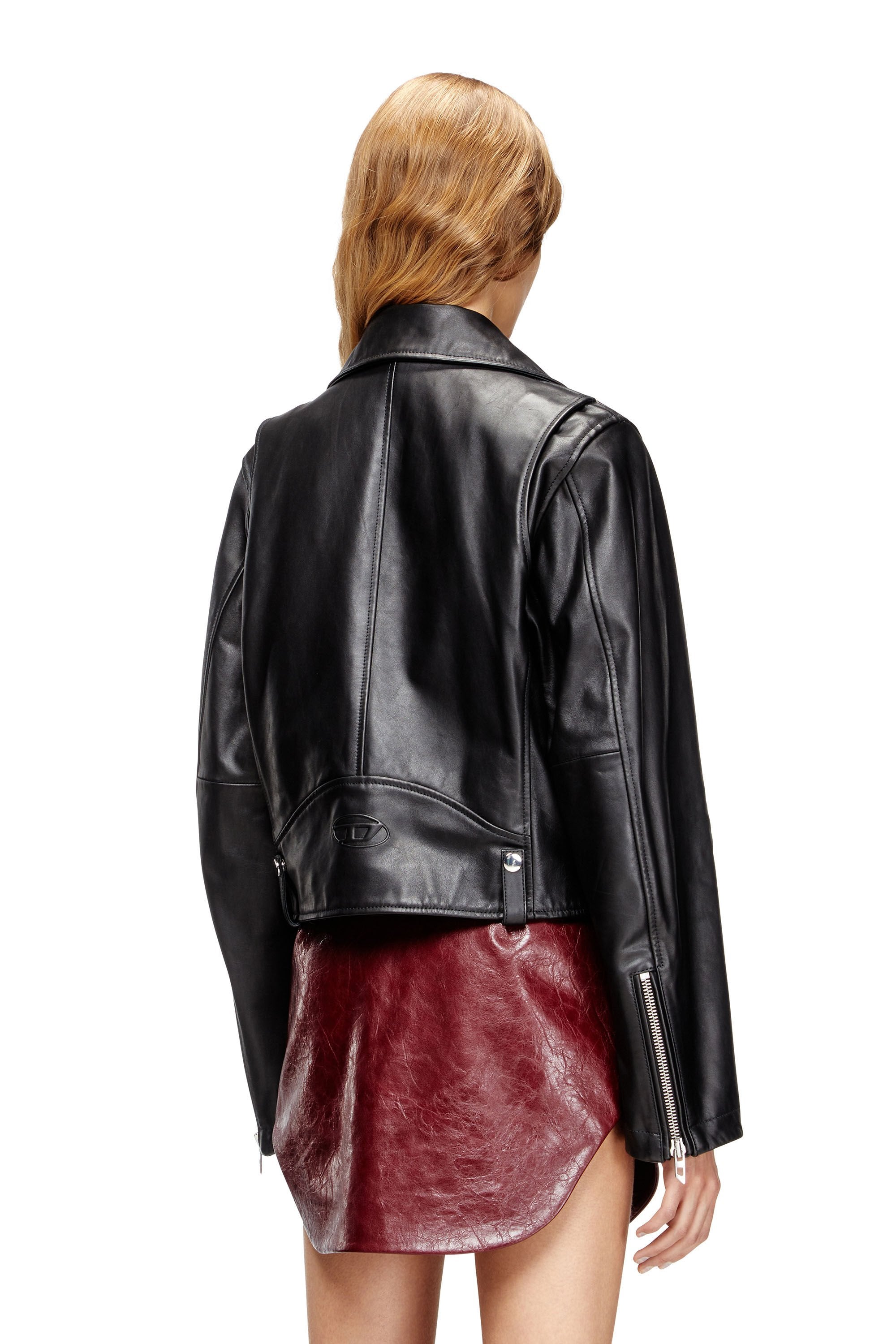 Women's Biker jacket in waxed leather Black