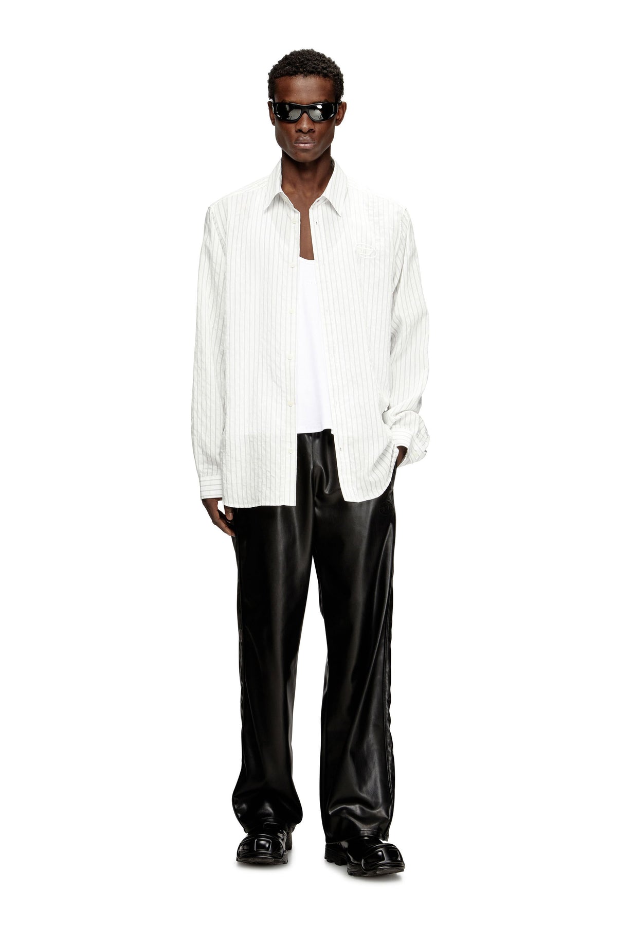 Men's Wool blend shirt with Oval D embroidery Multicolor