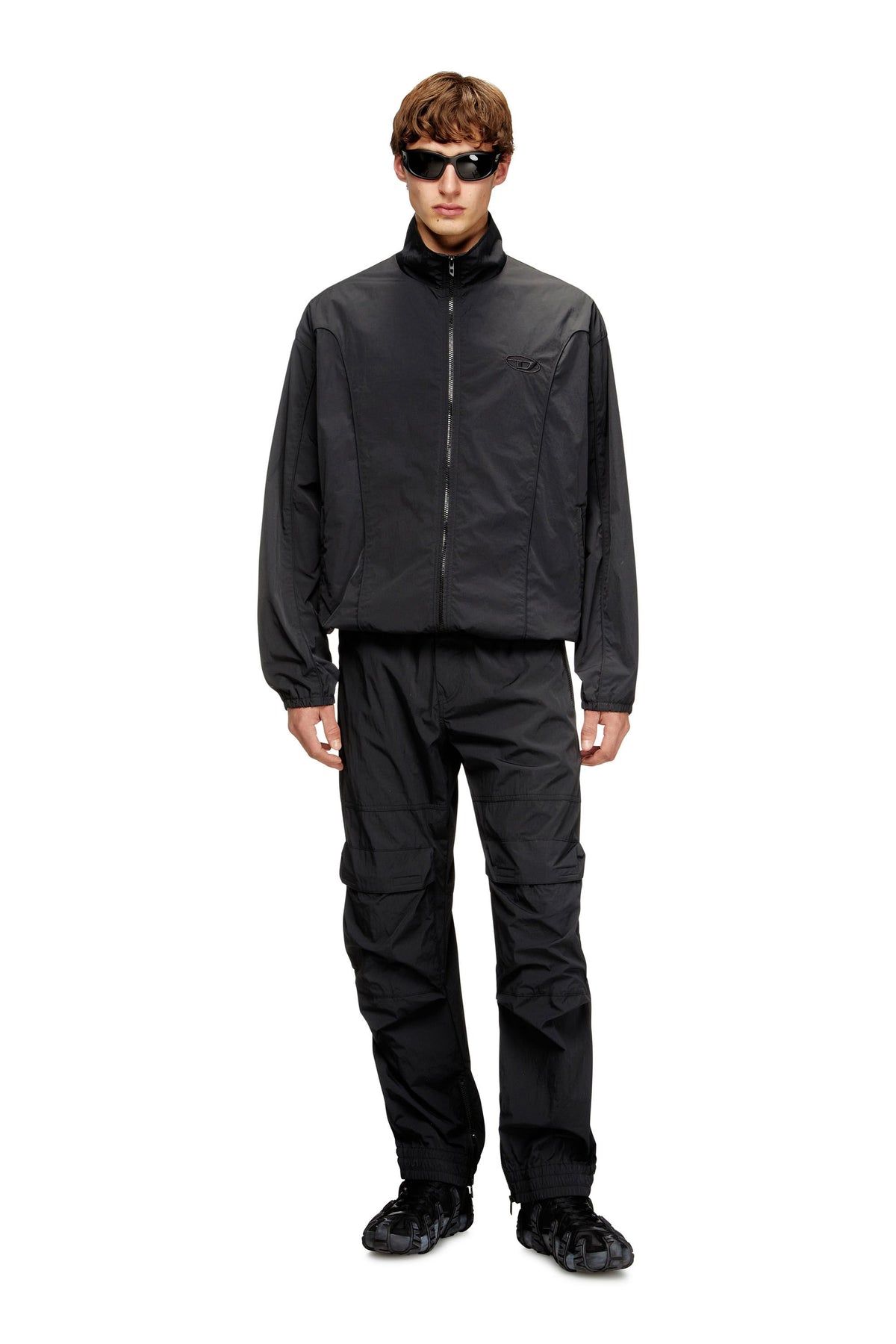 Men's Nylon pants with cargo pockets Black