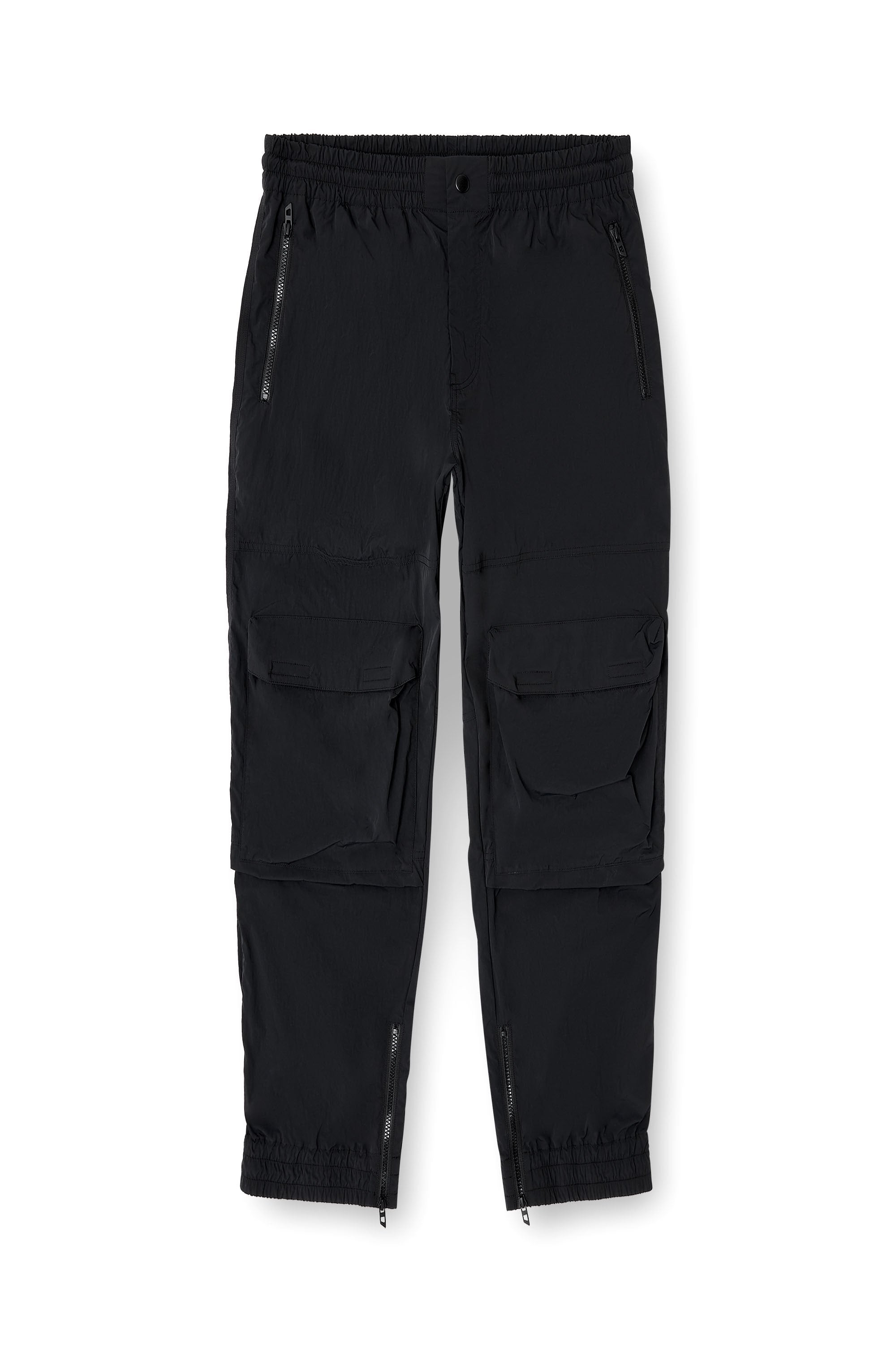 Men's Nylon pants with cargo pockets Black