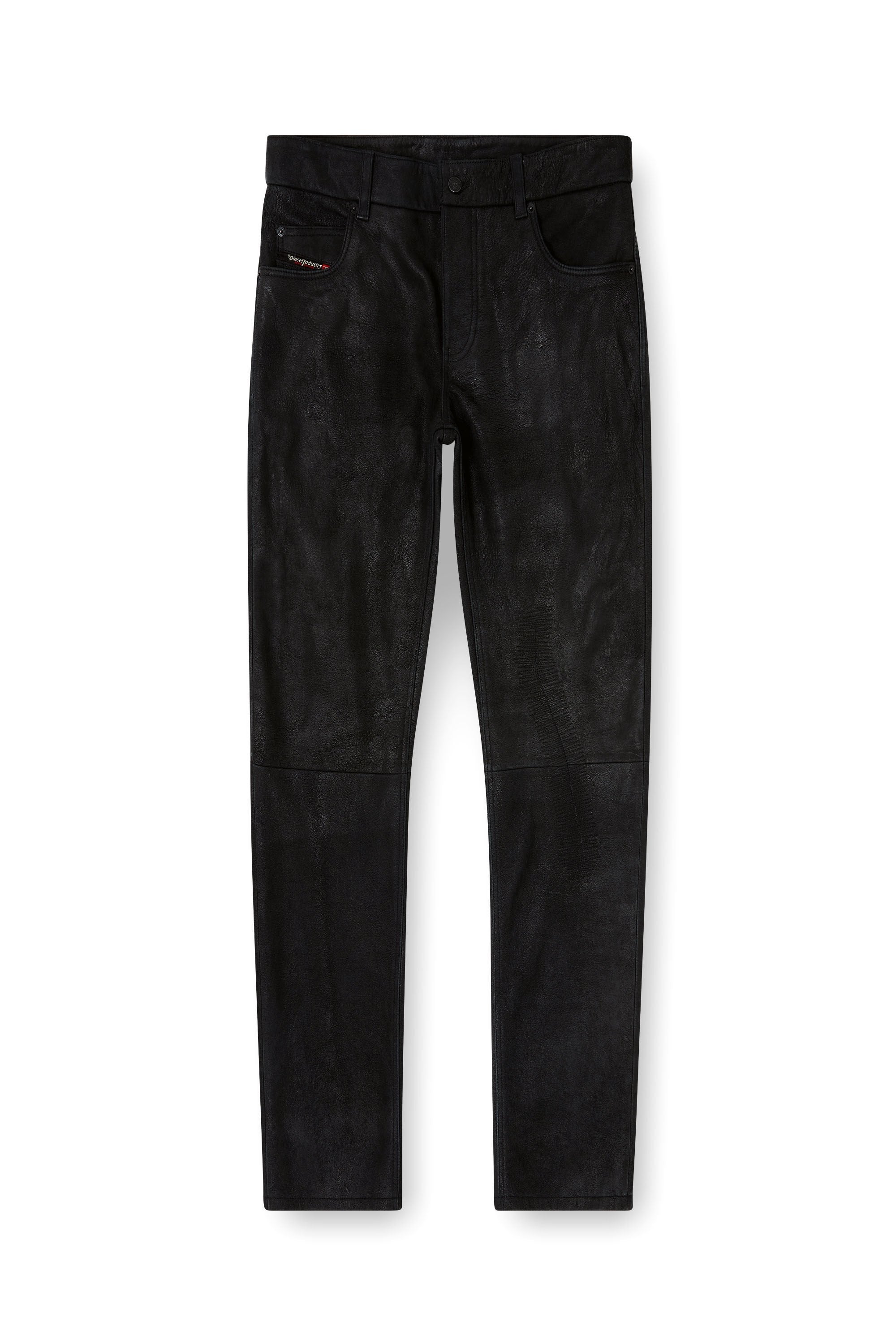 Men's Jean-cut leather pants Black