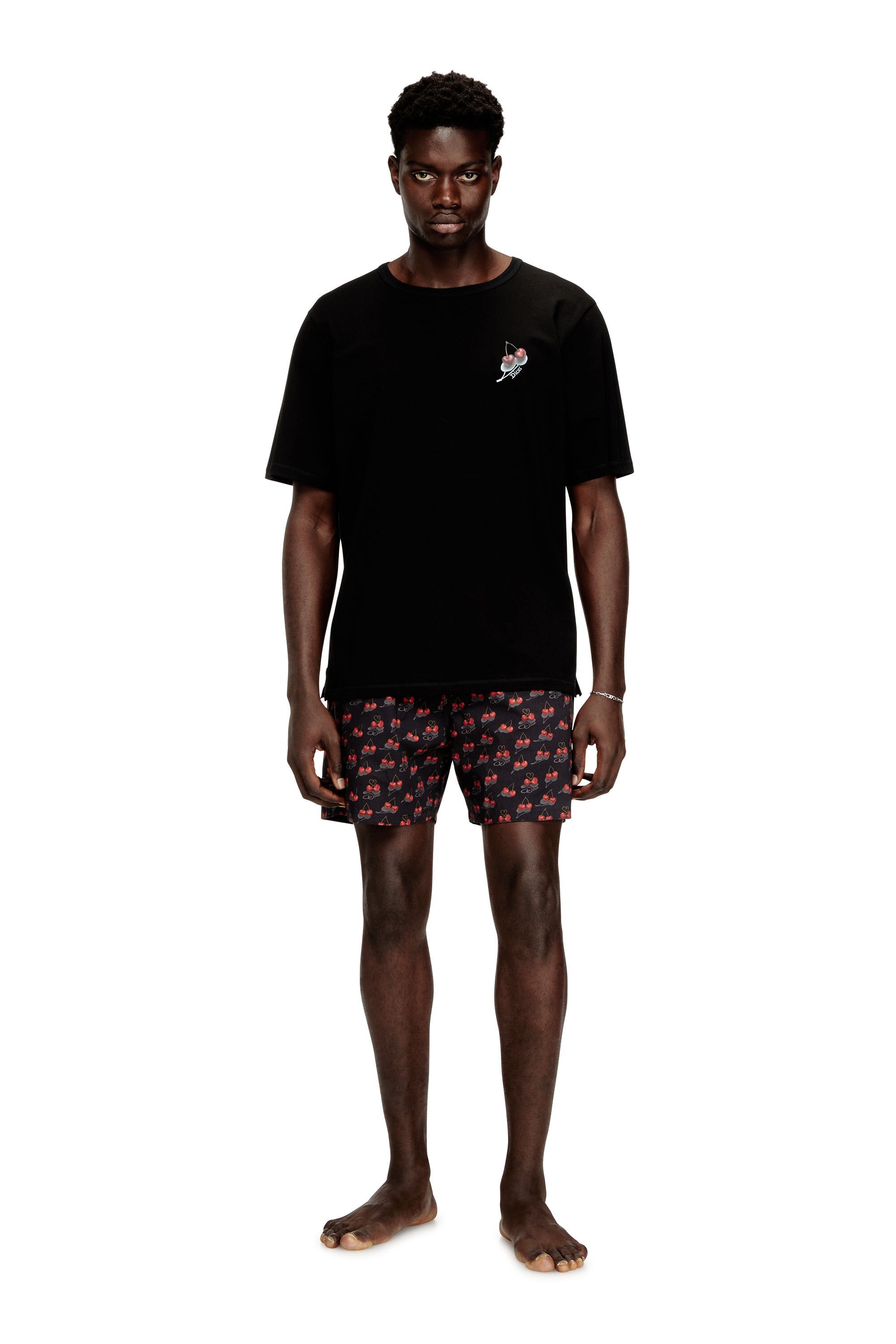 Men's Cotton pajama set with all-over print Black