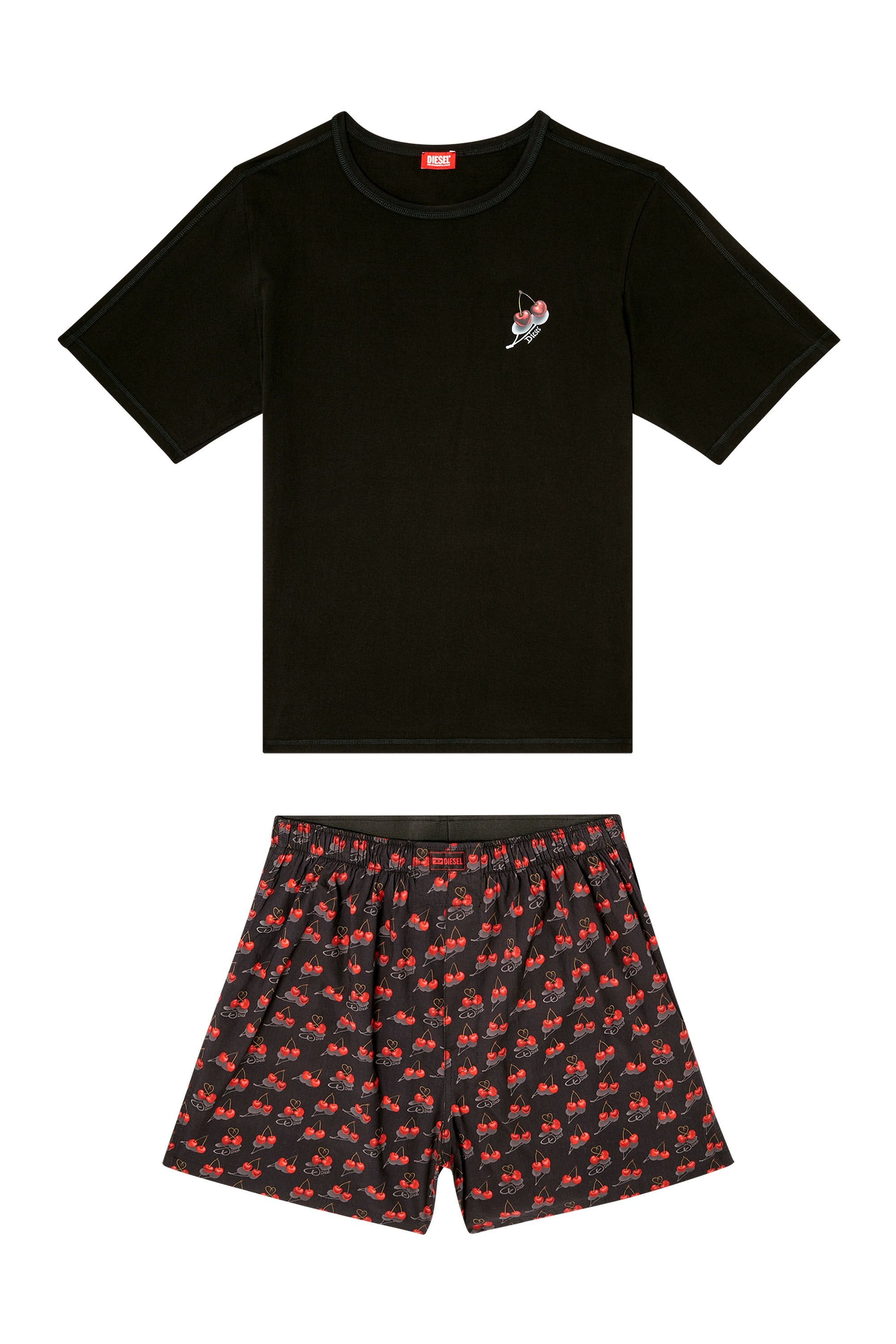 Men's Cotton pajama set with all-over print Black