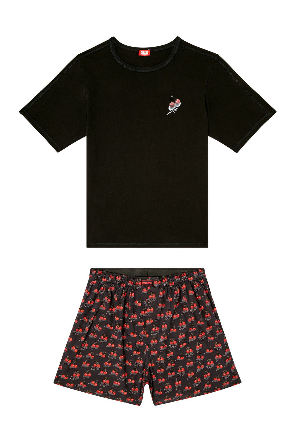 Men's Cotton pajama set with all-over print Black
