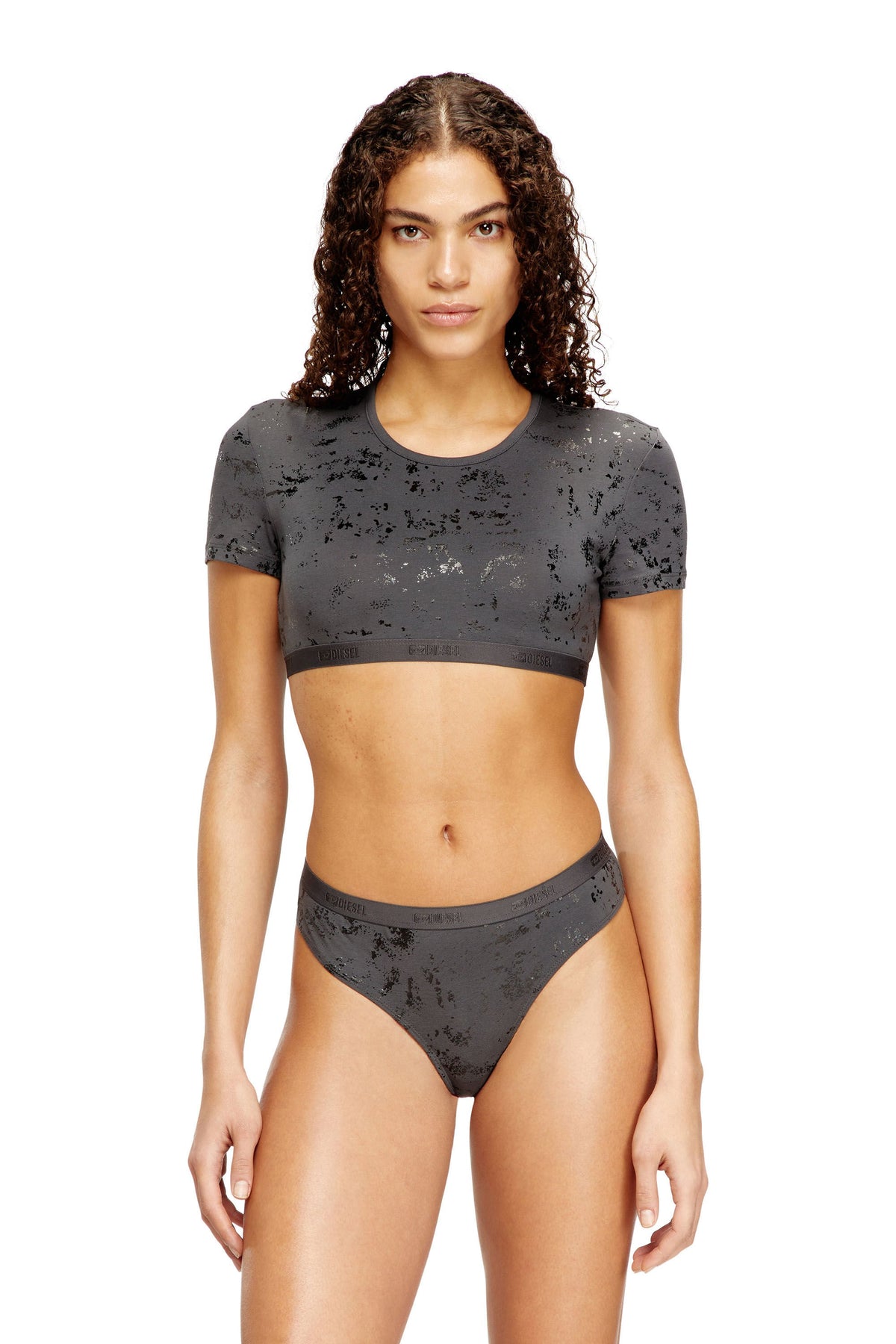 Women's Cropped T-shirt with metallic effect Pink