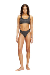 Women's Thong in metallic-effect stretch cotton Pink