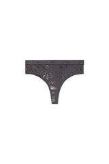 Women's Thong in metallic-effect stretch cotton Grey