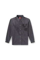 Men's Denim shirt with embroidered emblem Grey