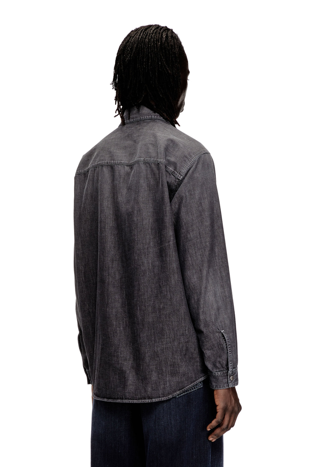 Men's Denim shirt with embroidered emblem Grey