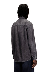 Men's Denim shirt with embroidered emblem Grey