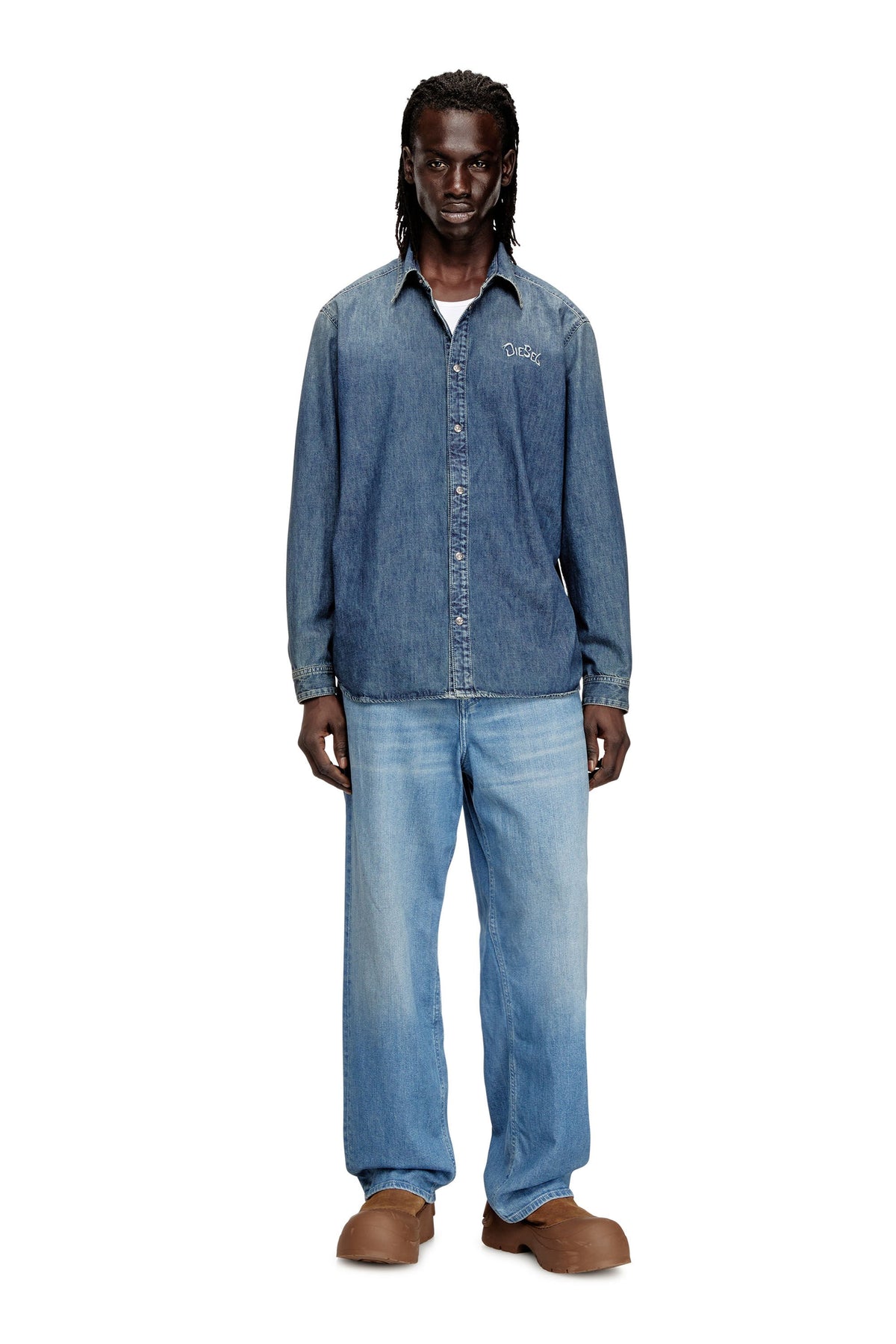 Men's Denim shirt with back embroidery Blue