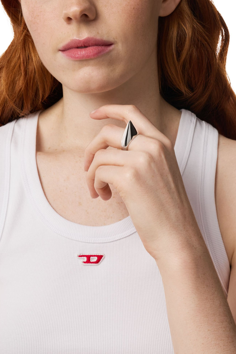 Women's Stainless steel spike band ring Silver