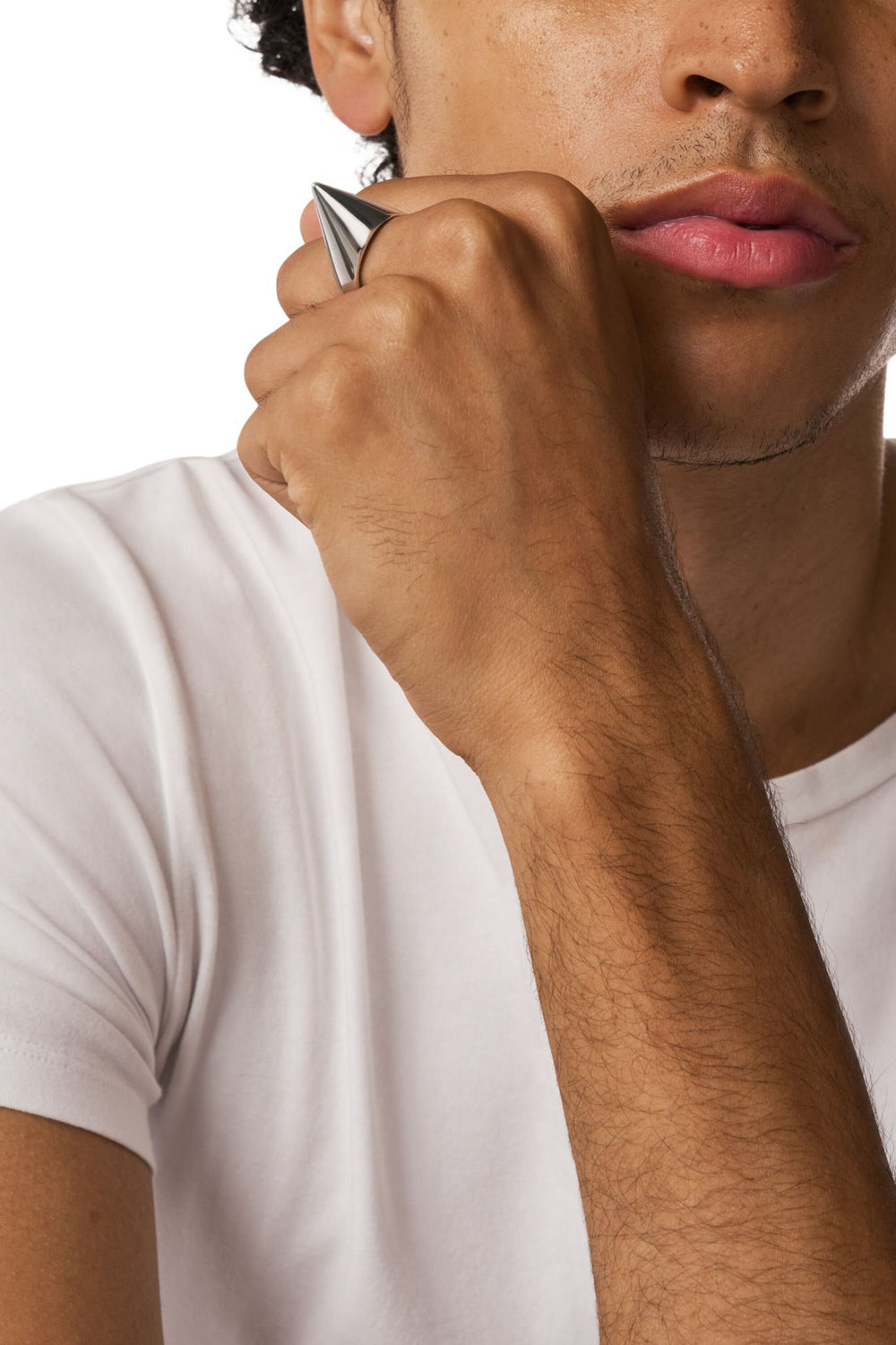 Women's Stainless steel spike band ring Silver