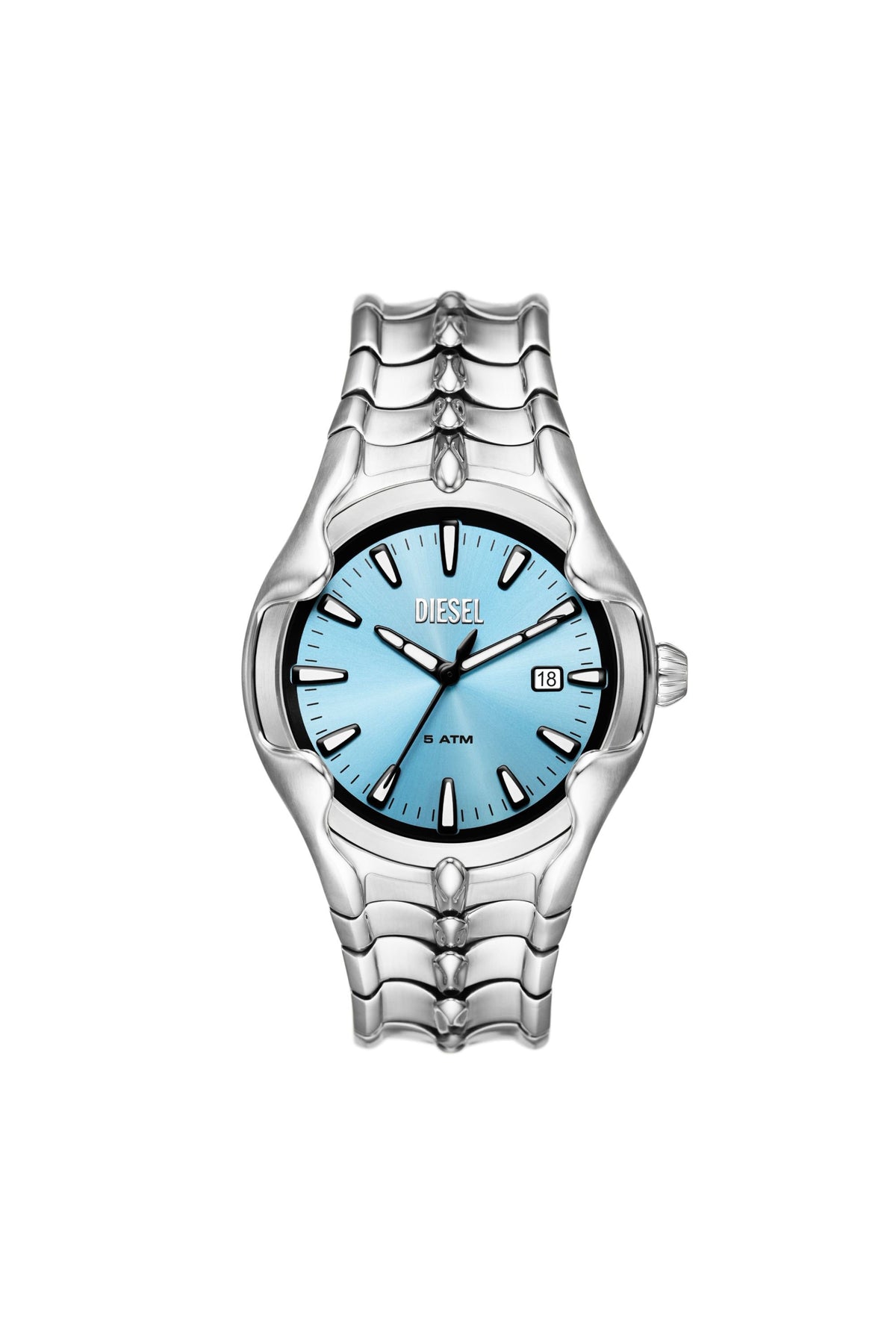 Men's Vert three-hand date stainless steel watch Silver