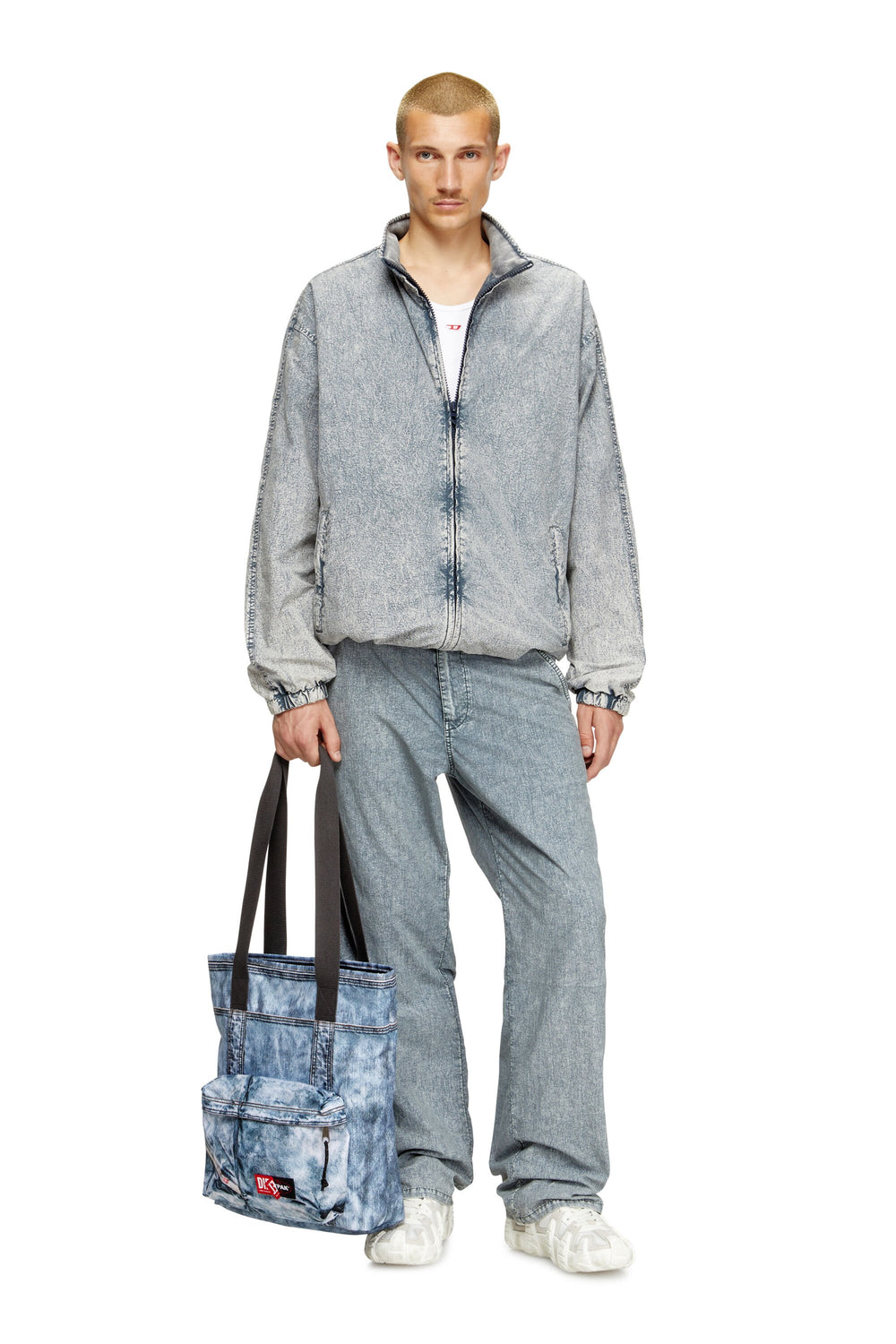 Women's Tote bag in trompe l'oeil denim Blue
