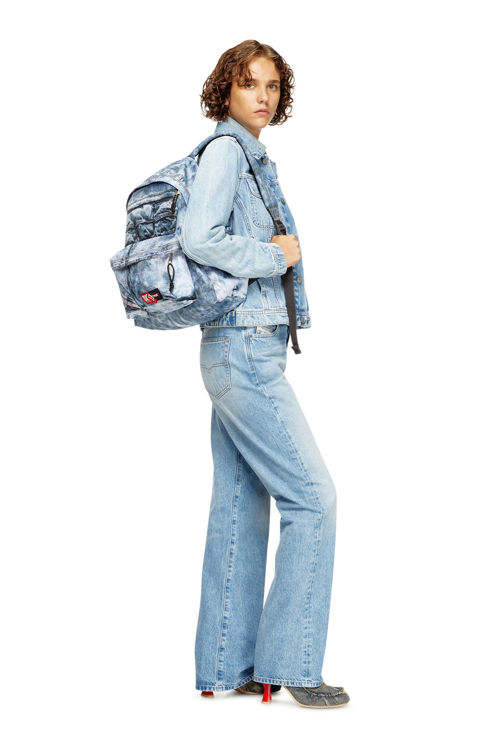 Women's Backpack in trompe l'oeil denim Blue
