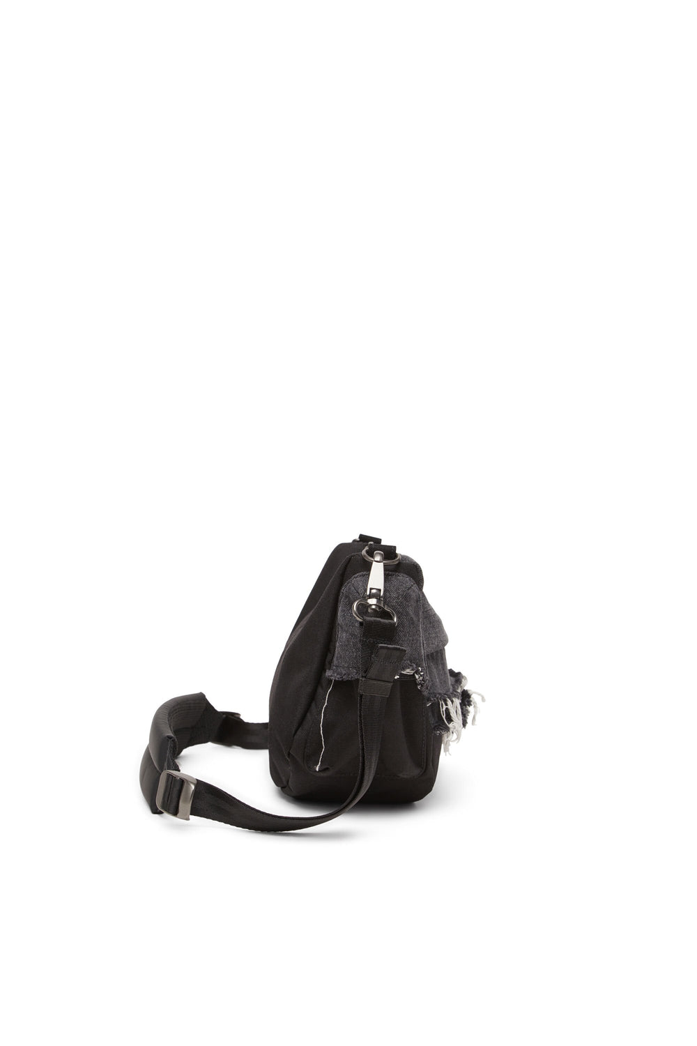 Women's Shoulder bag in destroyed denim and CORDURA® Black