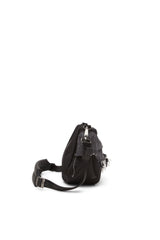 Women's Shoulder bag in destroyed denim and CORDURA® Black