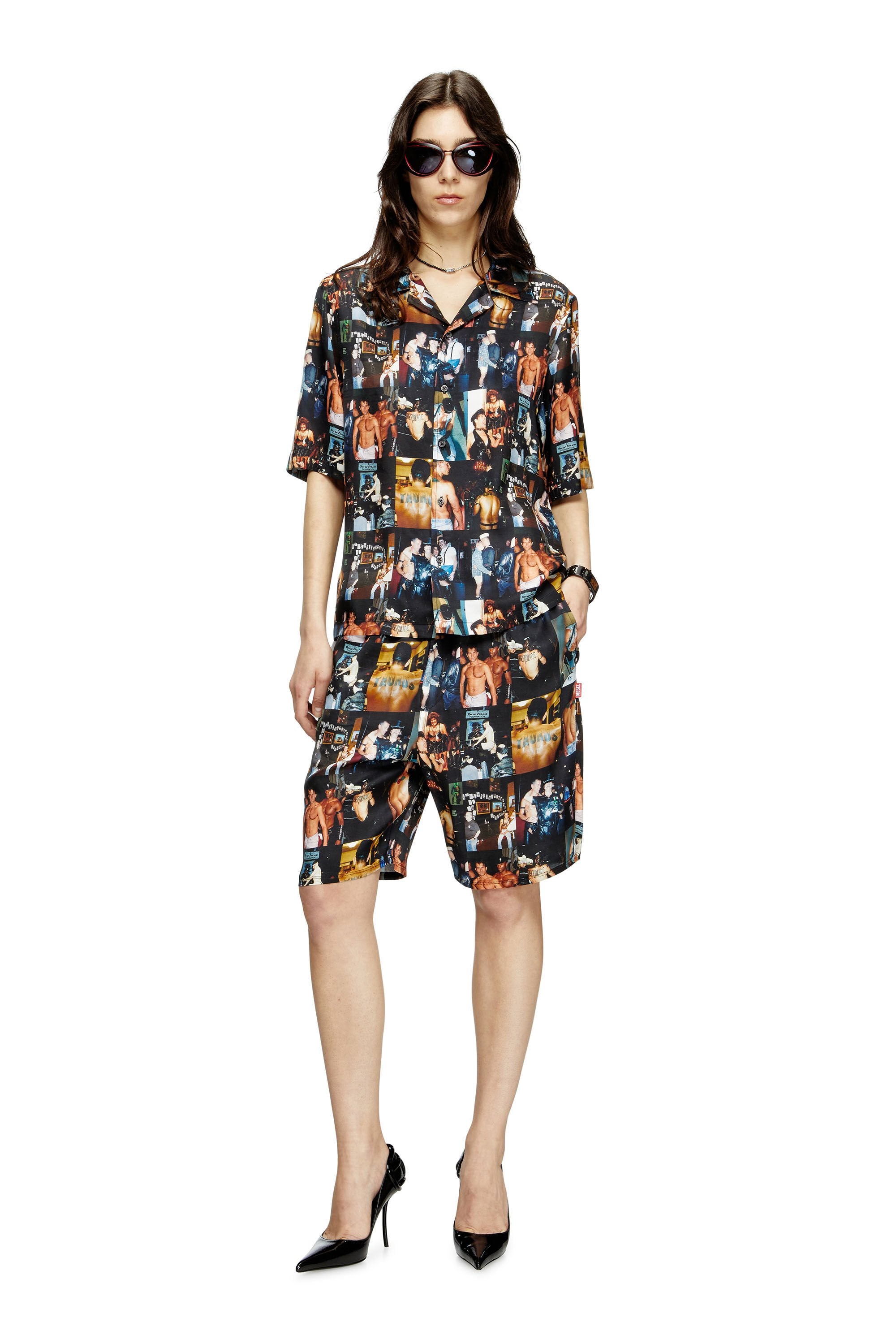 Women's Bowling shirt with graphic prints Black