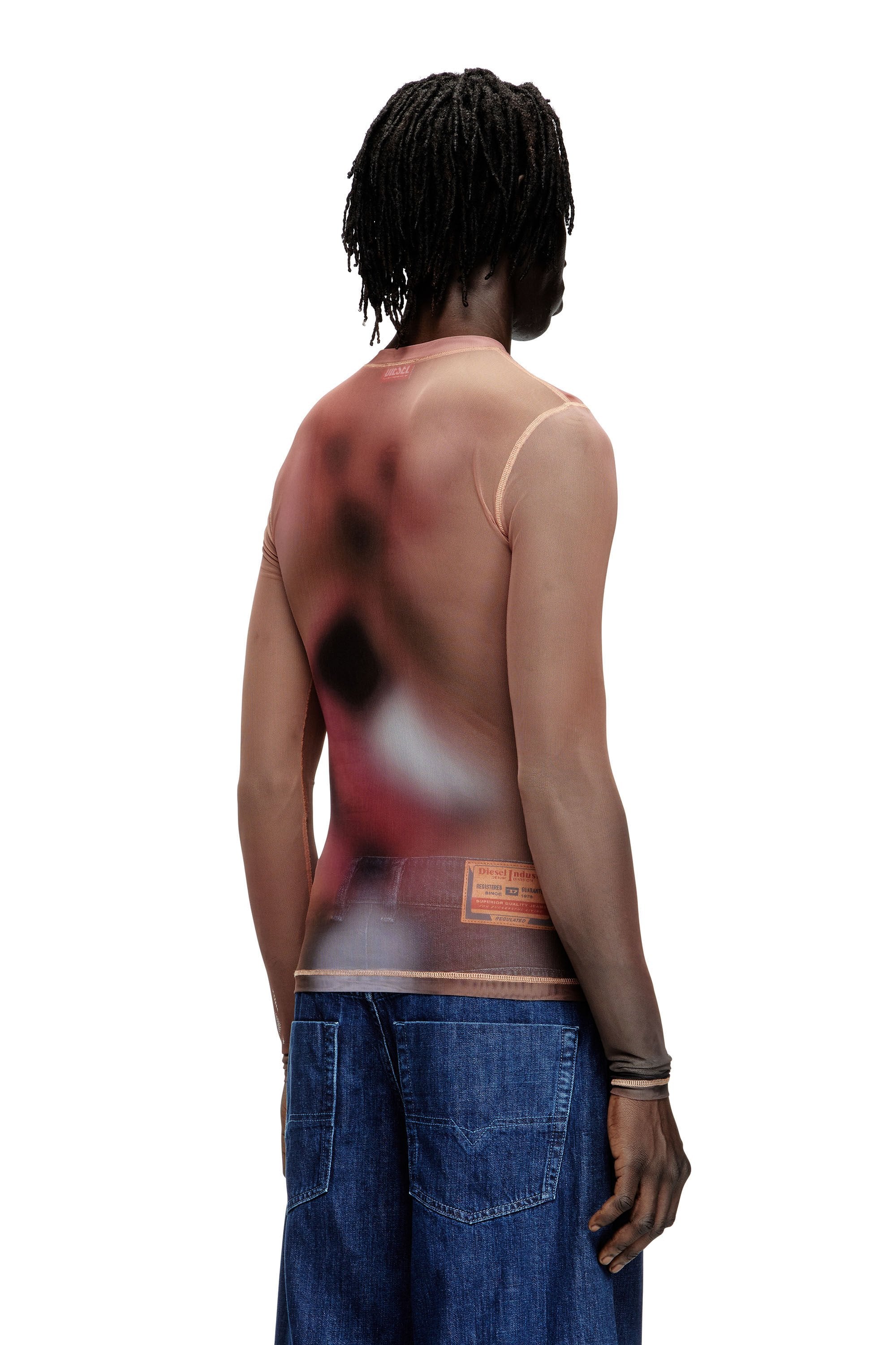 Women's Long-sleeve top in printed technical mesh Pink