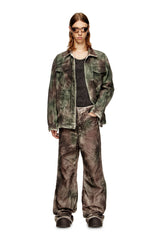 Women's Pants in crinkled camo canvas Multicolor