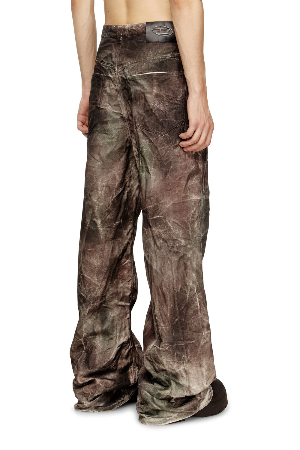 Women's Pants in crinkled camo canvas Multicolor