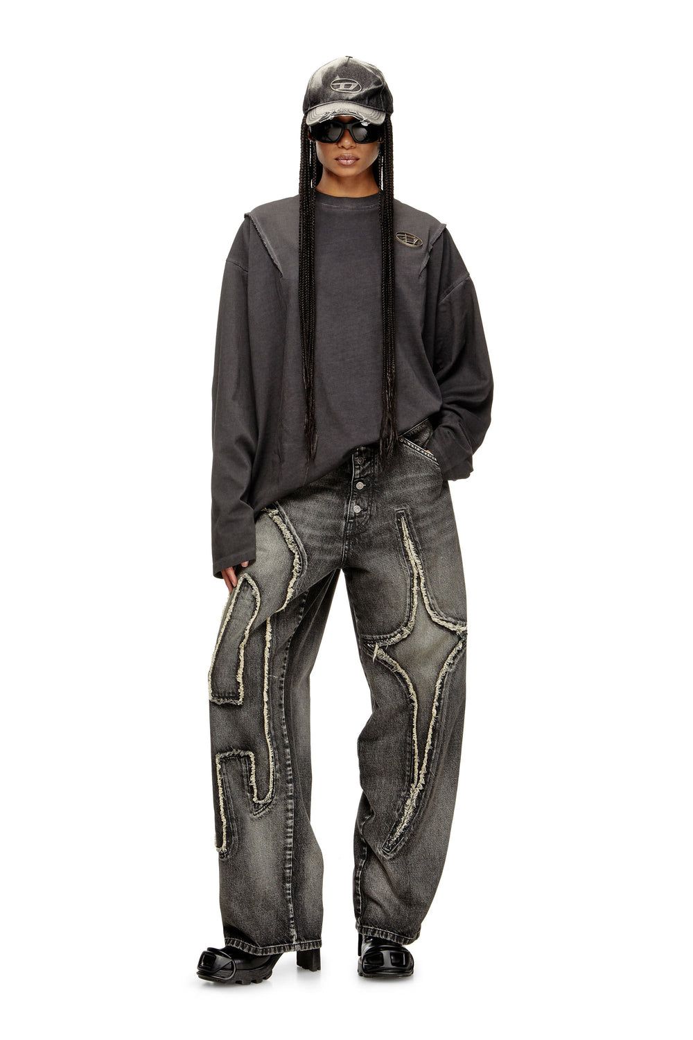 Women's Straight Jeans Black/Dark grey D-ThugClub