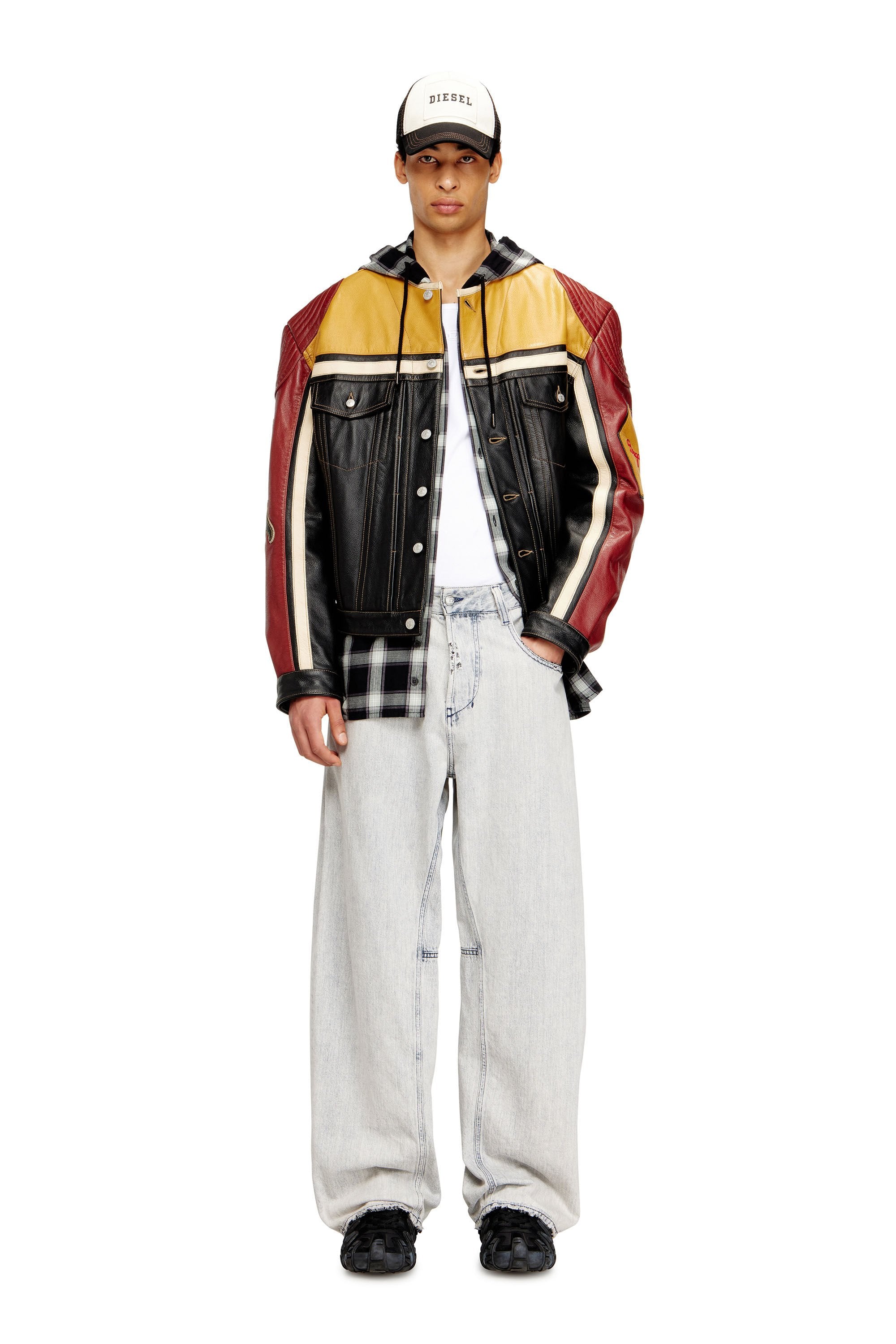 Women's Leather jacket with patch details Multicolor