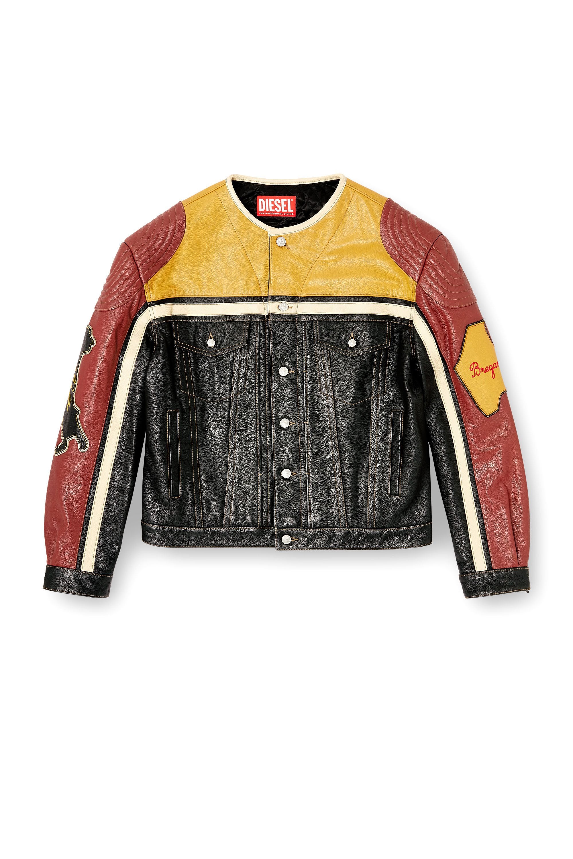 Women's Leather jacket with patch details Multicolor
