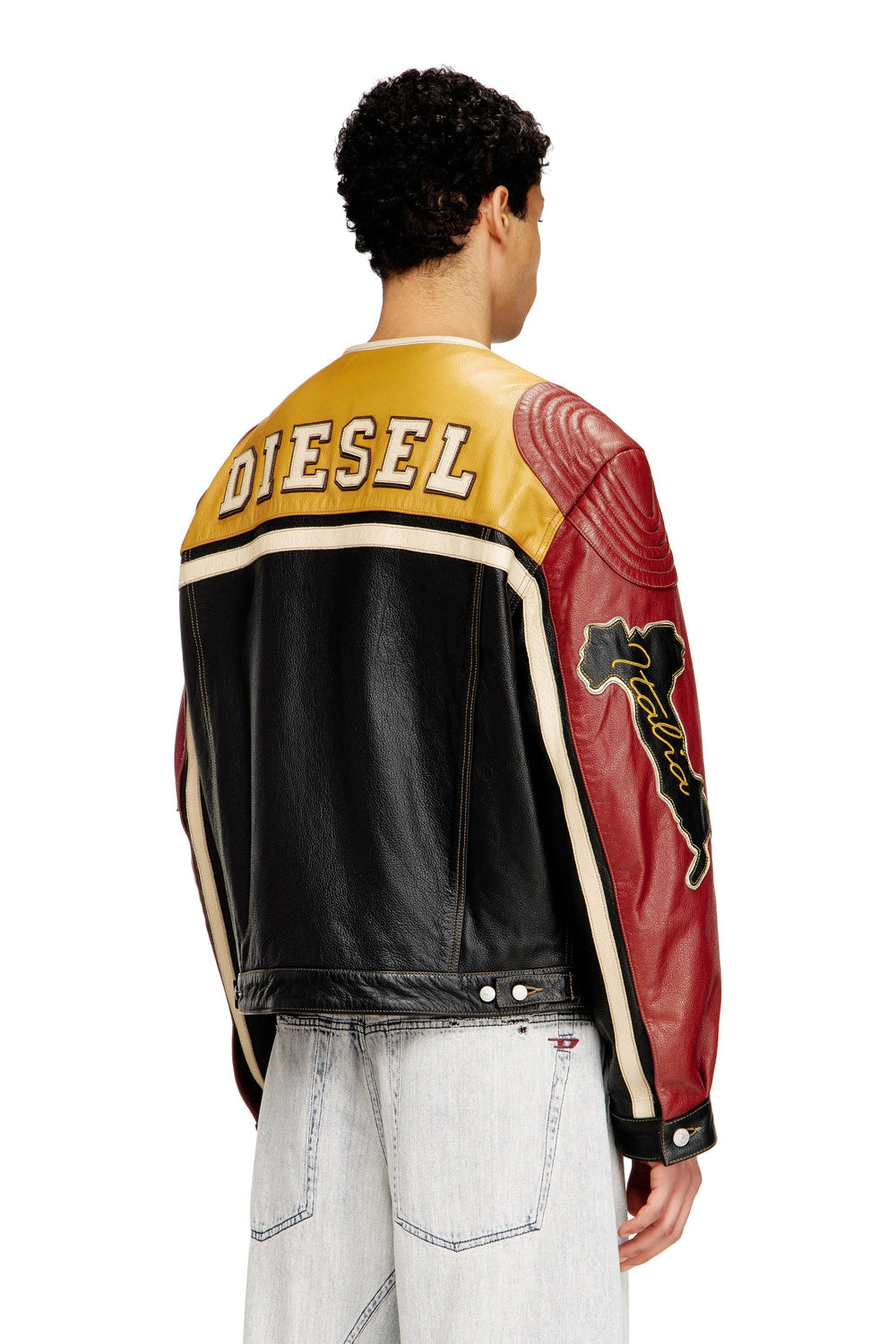 Women's Leather jacket with patch details Multicolor