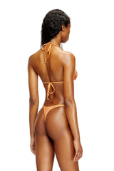 Women's Metallic bikini top with lotus print Orange