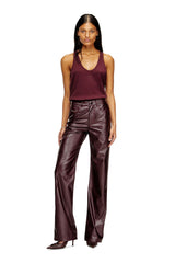 Women's Burgundy pants in coated fabric Red