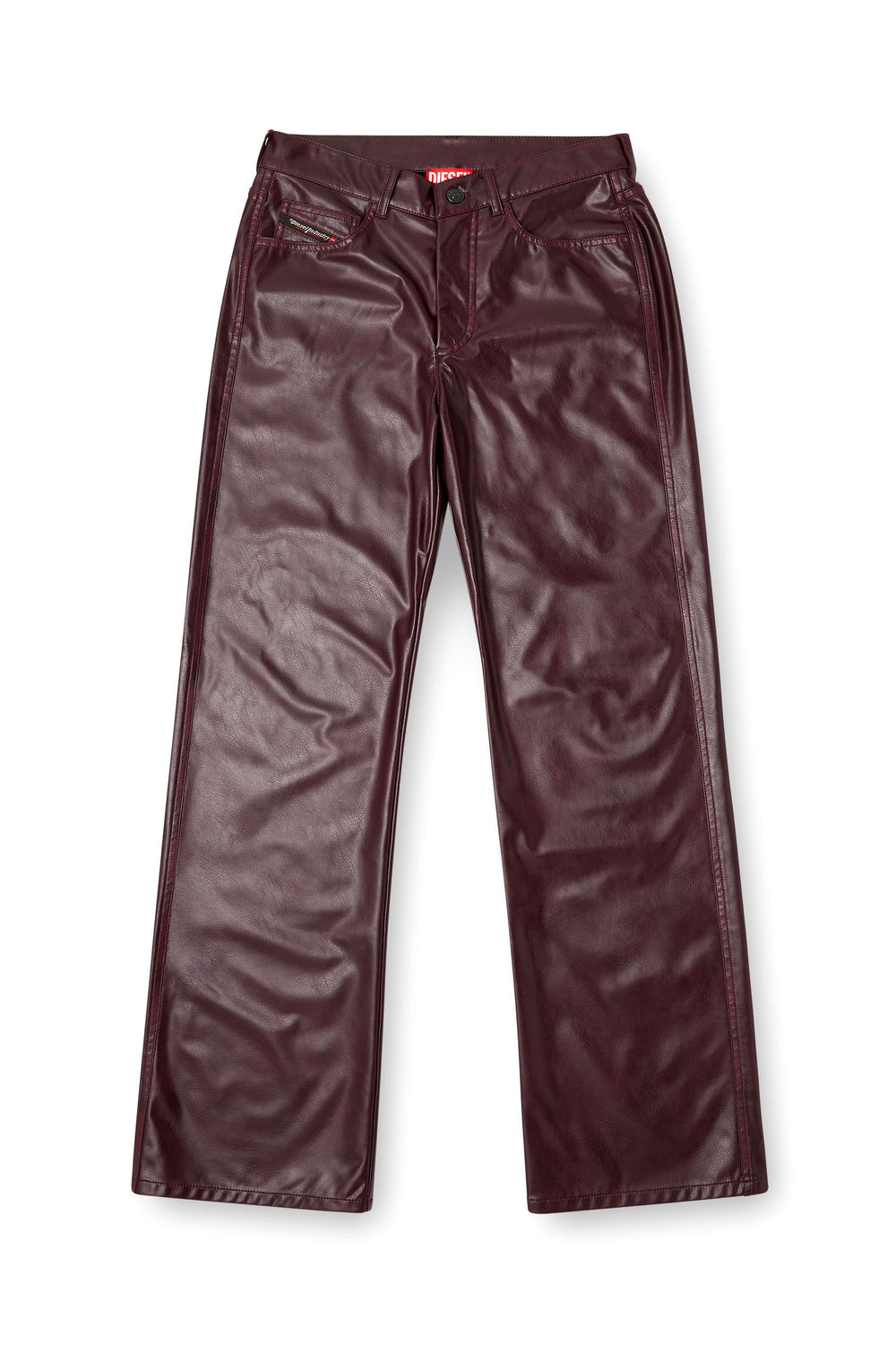 Women's Burgundy pants in coated fabric Red
