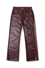 Women's Burgundy pants in coated fabric Red