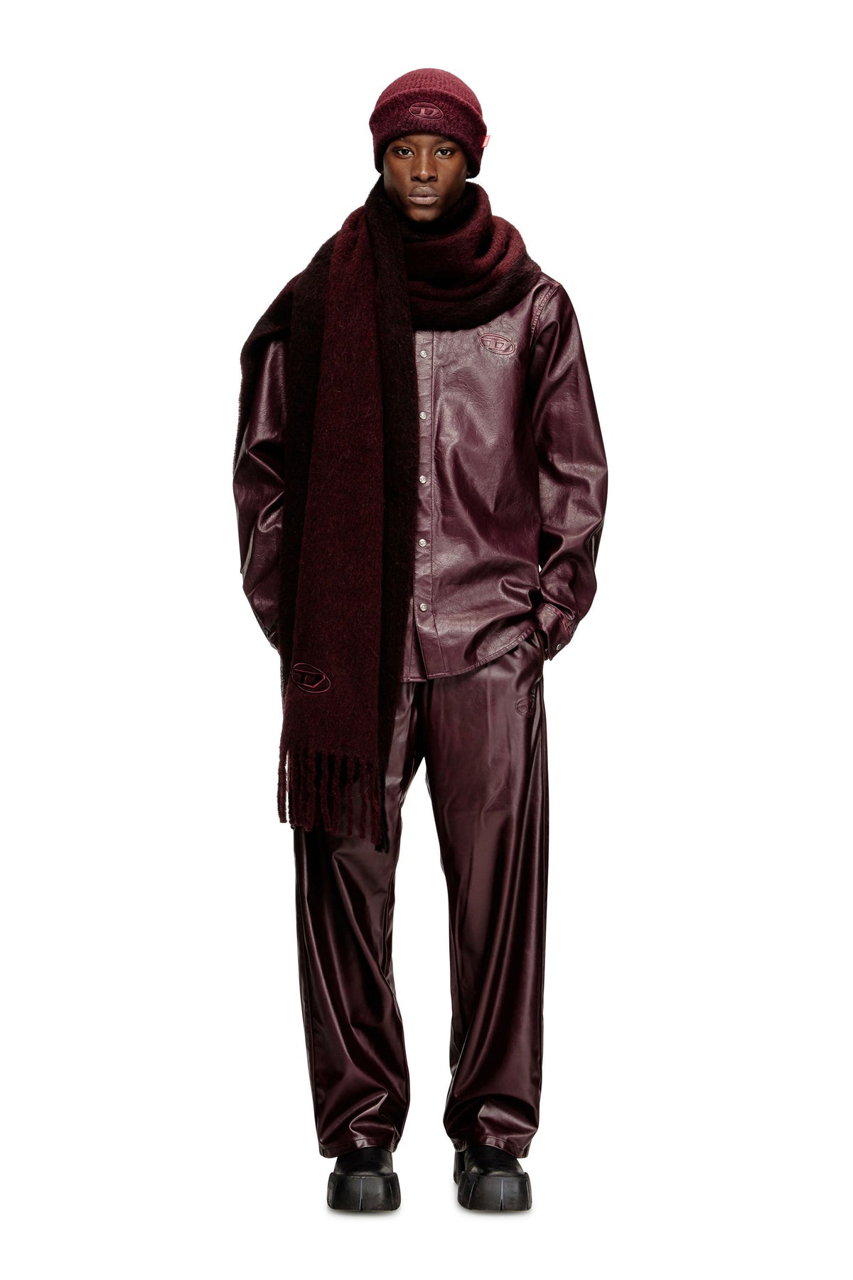 Men's Pants with logo in burgundy Red