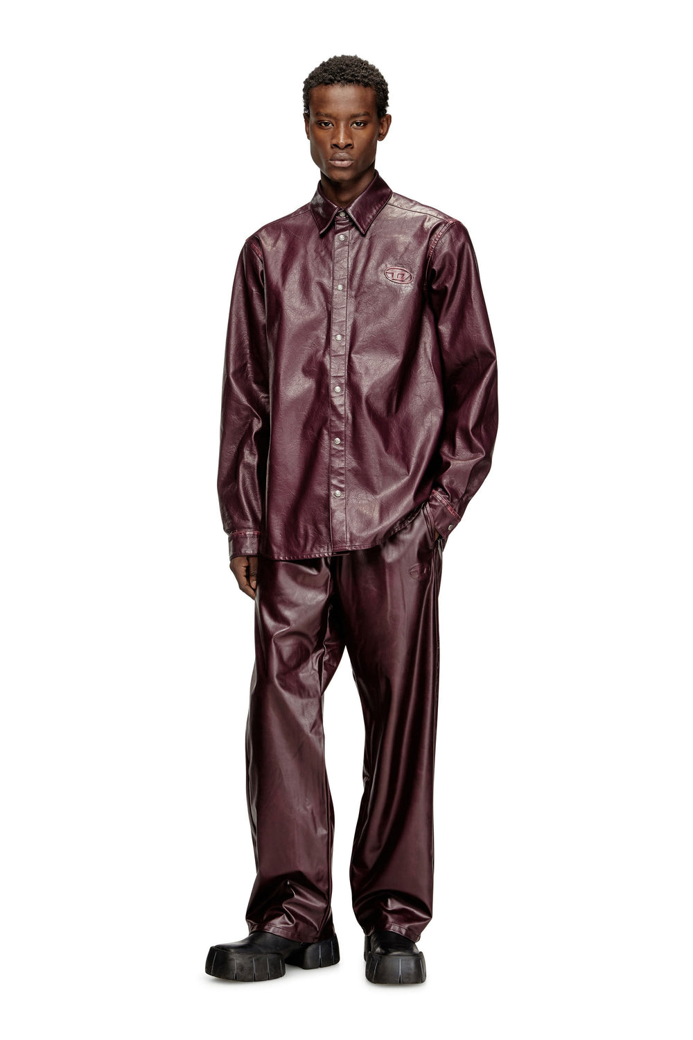 Men's Shirt with logo in burgundy Red